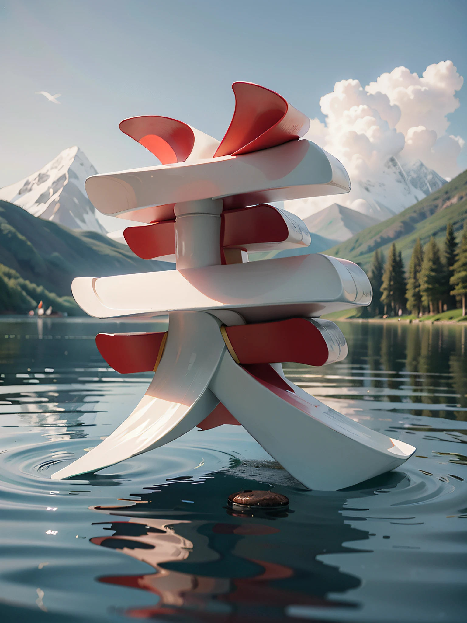best qualtiy，tmasterpiece，超高分辨率，（Realism：1.4），RAW photogr，blooming flower field，pools of water，mountain water，great outdoors