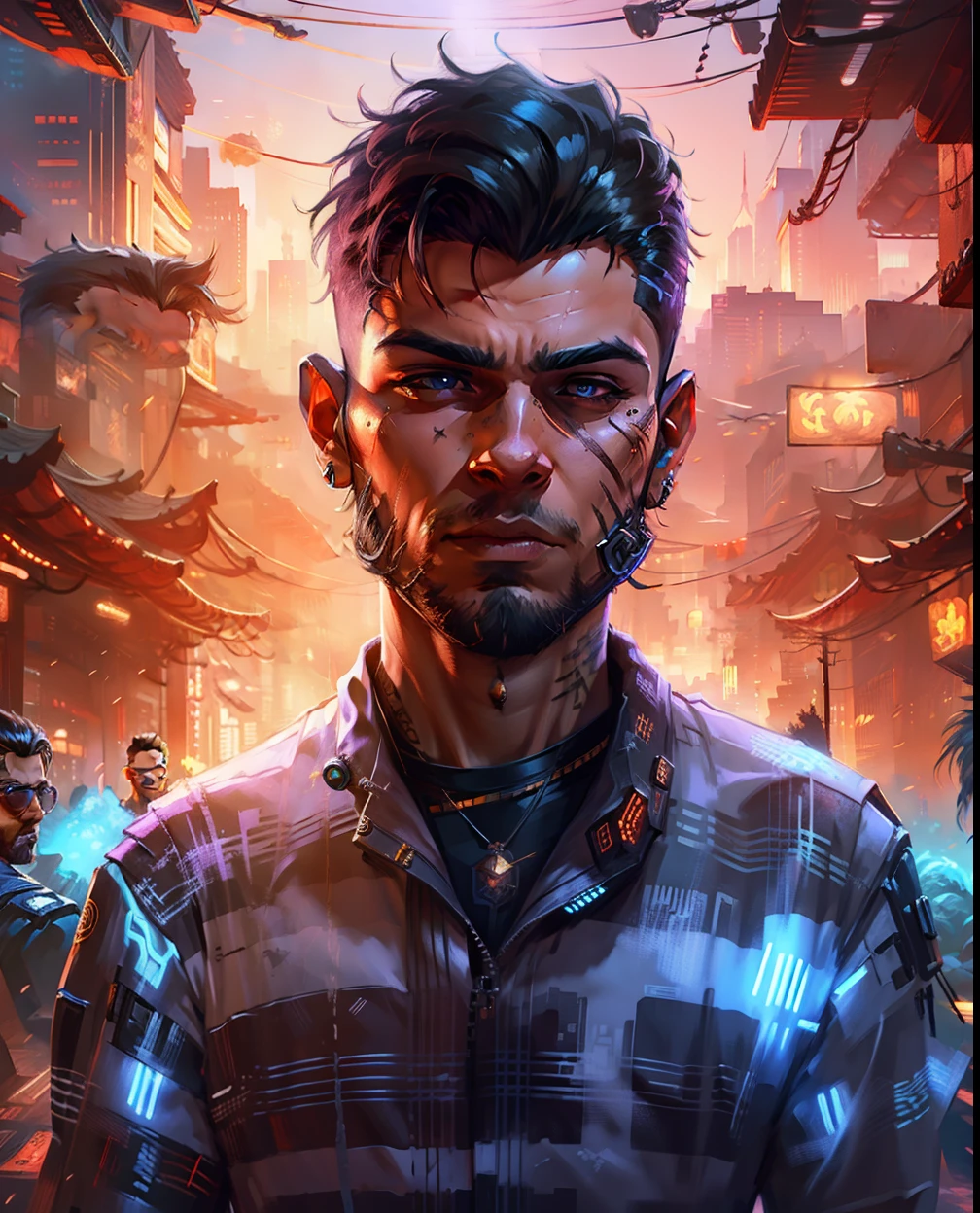 Change background cyberpunk handsome boys, realistic face, 8k, ultra realistic face,