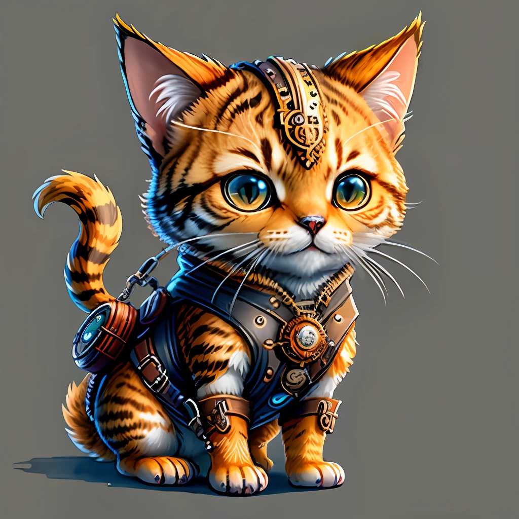 cute steampunk mechanical cat ,cbzbb, detailed, detailed eye,