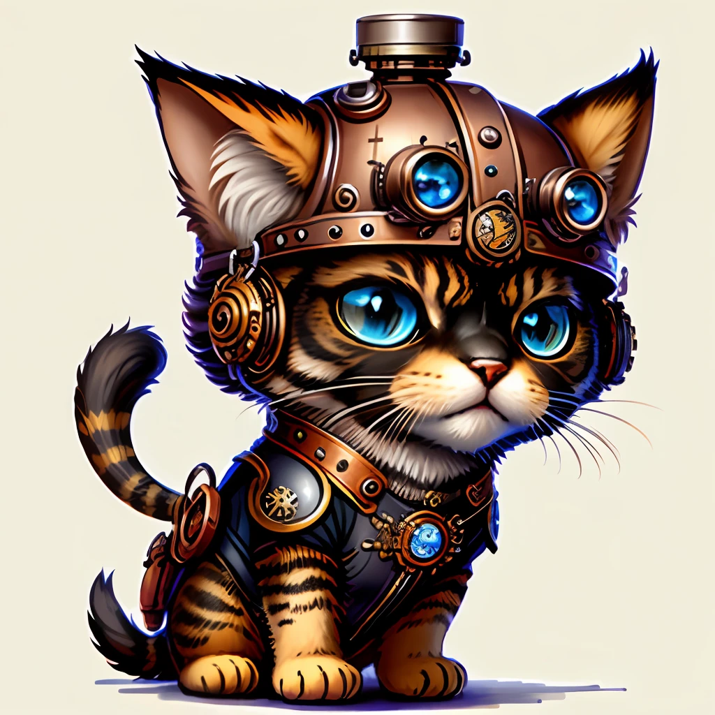 cute steampunk mechanical cat ,cbzbb, detailed, detailed eye,