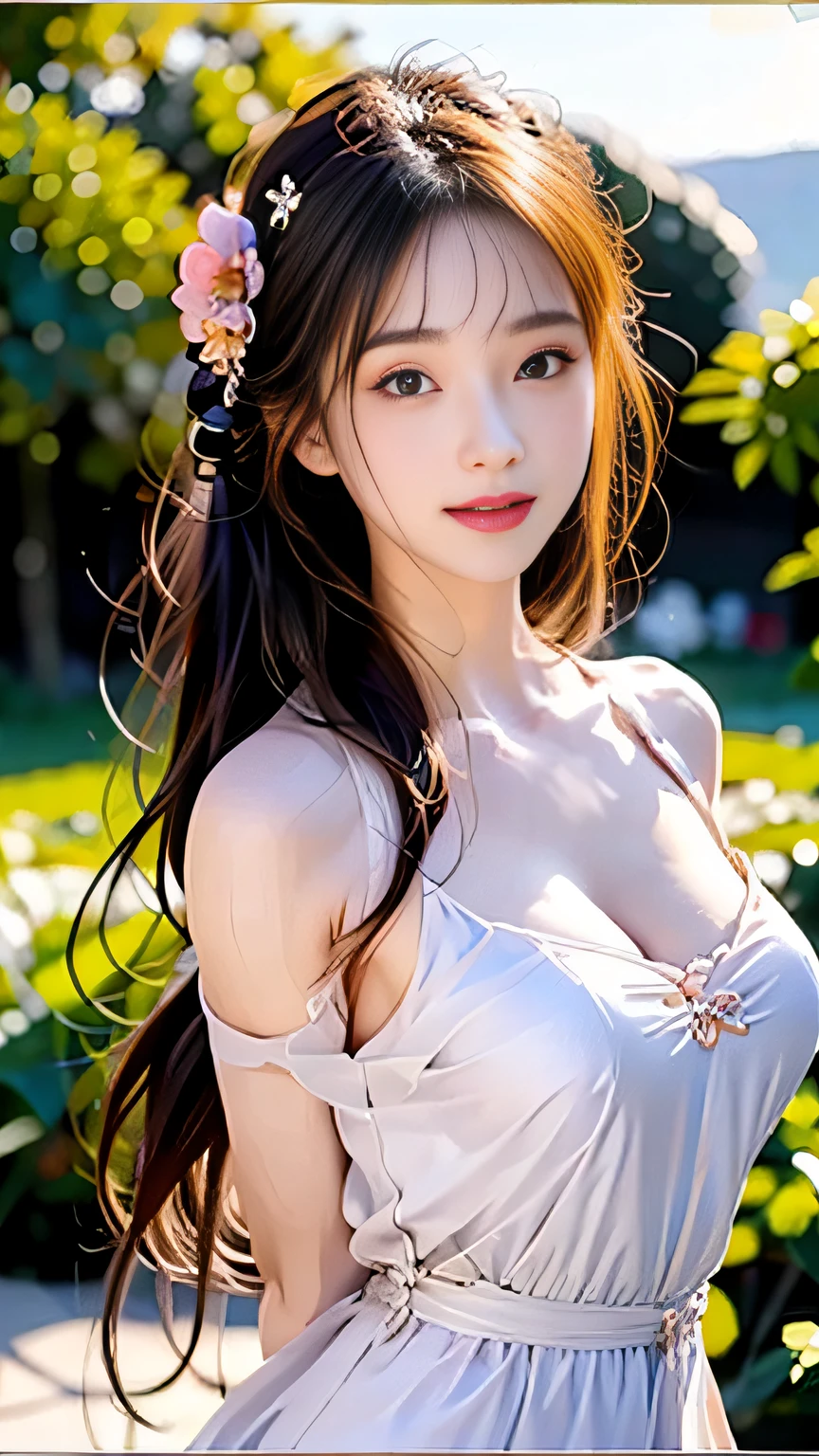 tmasterpiece，best qualtiy，（realisticlying，photo-realistic：1.37），8k，an extremely  delicate and beautiful，astounding，finedetail，offcial art，absurderes，Incredibly Ridiculous res，ln the forest，hugefilesize，ultra - detailed，extremely detaile，Beautiful Meticulous Girl，1girll，（perfect female shape），full bodyesbian，middle  breasts，