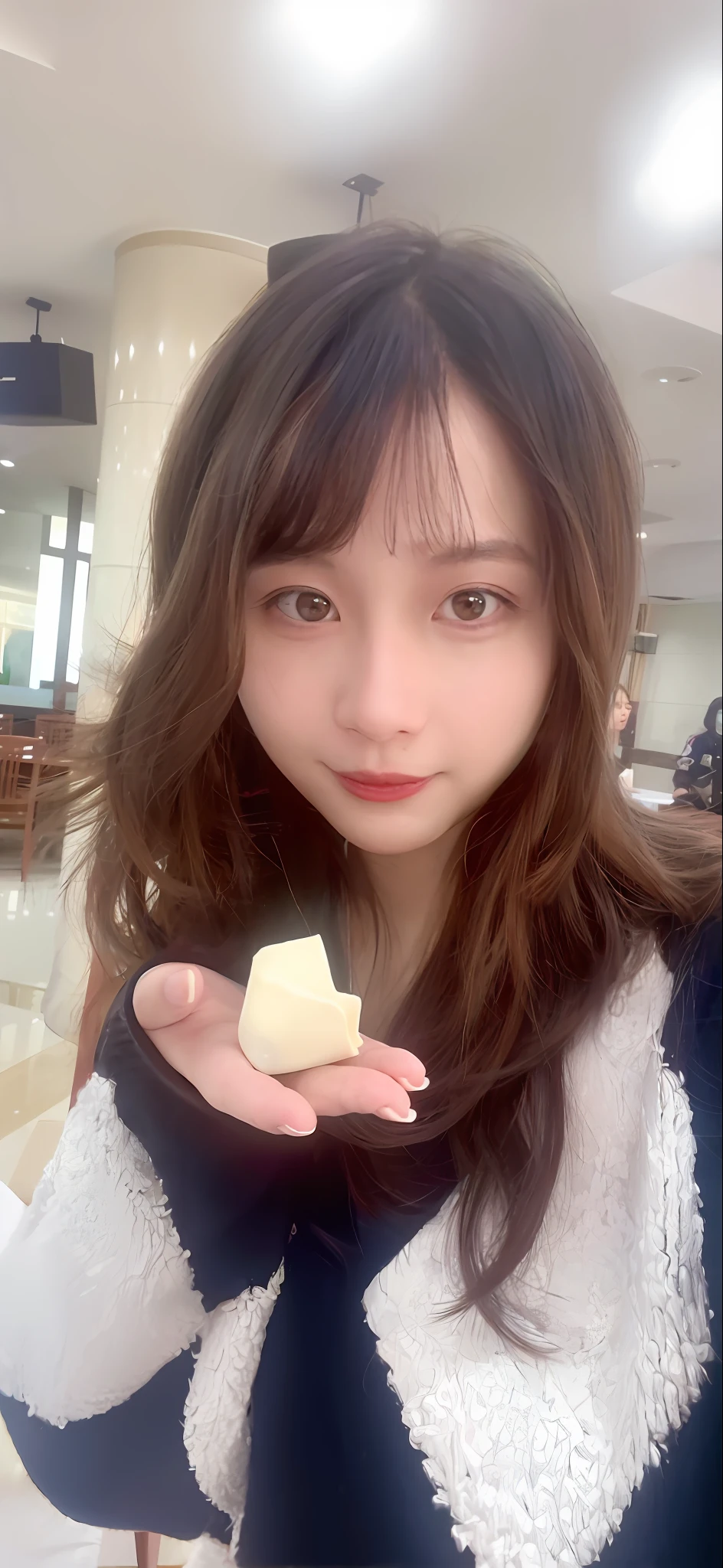 Woman holding a piece of cheese in her hand, ulzzangs, dilraba dilmurat, Shin Jinying, jaeyeon nam, sakimichan, lalisa manobal, Choi Hyun-hwa, with cute - fine - face, bae suzy, tzuyu from twice, xintong chen, lee ji eun