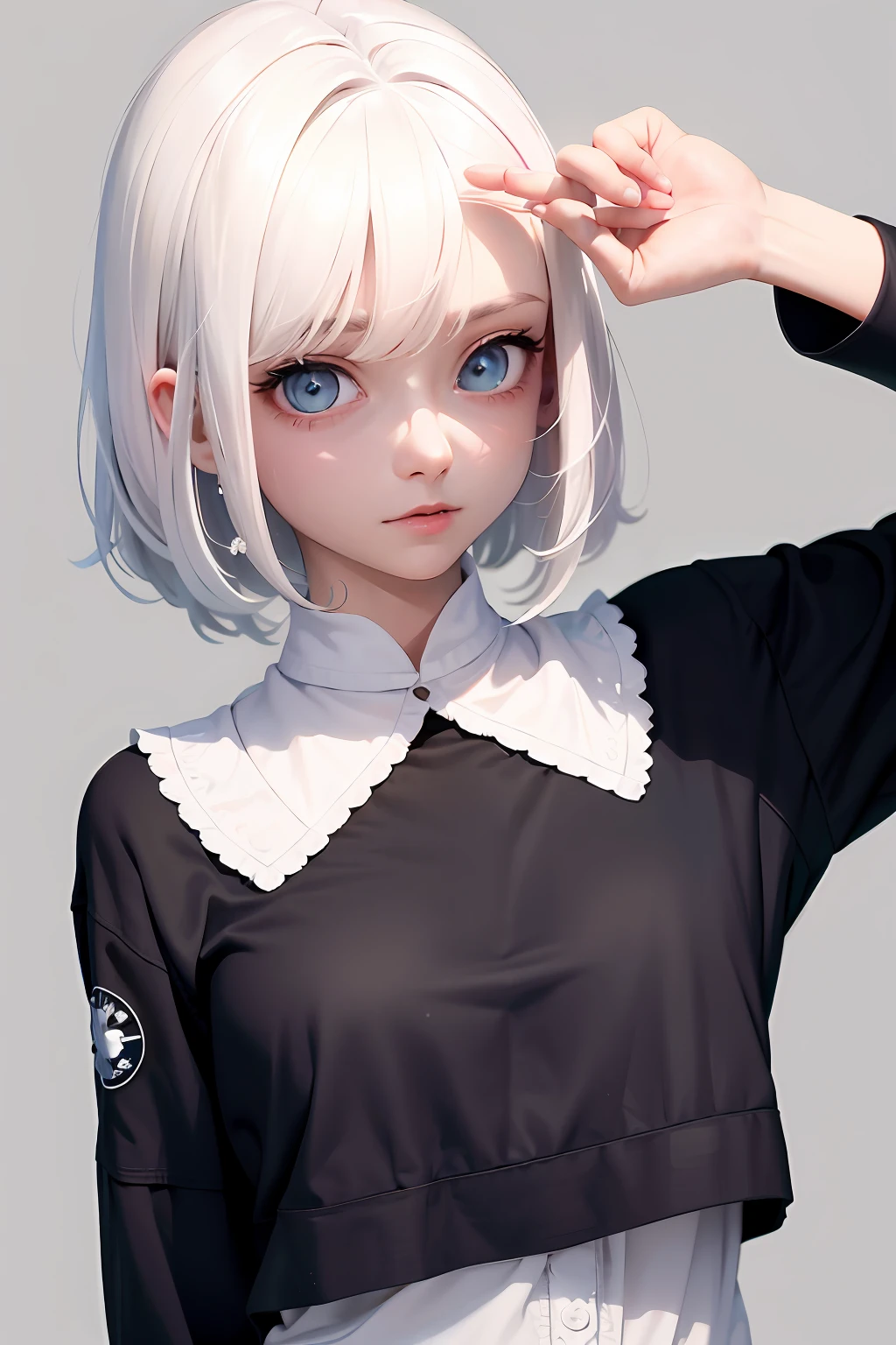 Masterpiece,Best quality,1girll,Upper body,White hair,Bright eyes,Shirts,