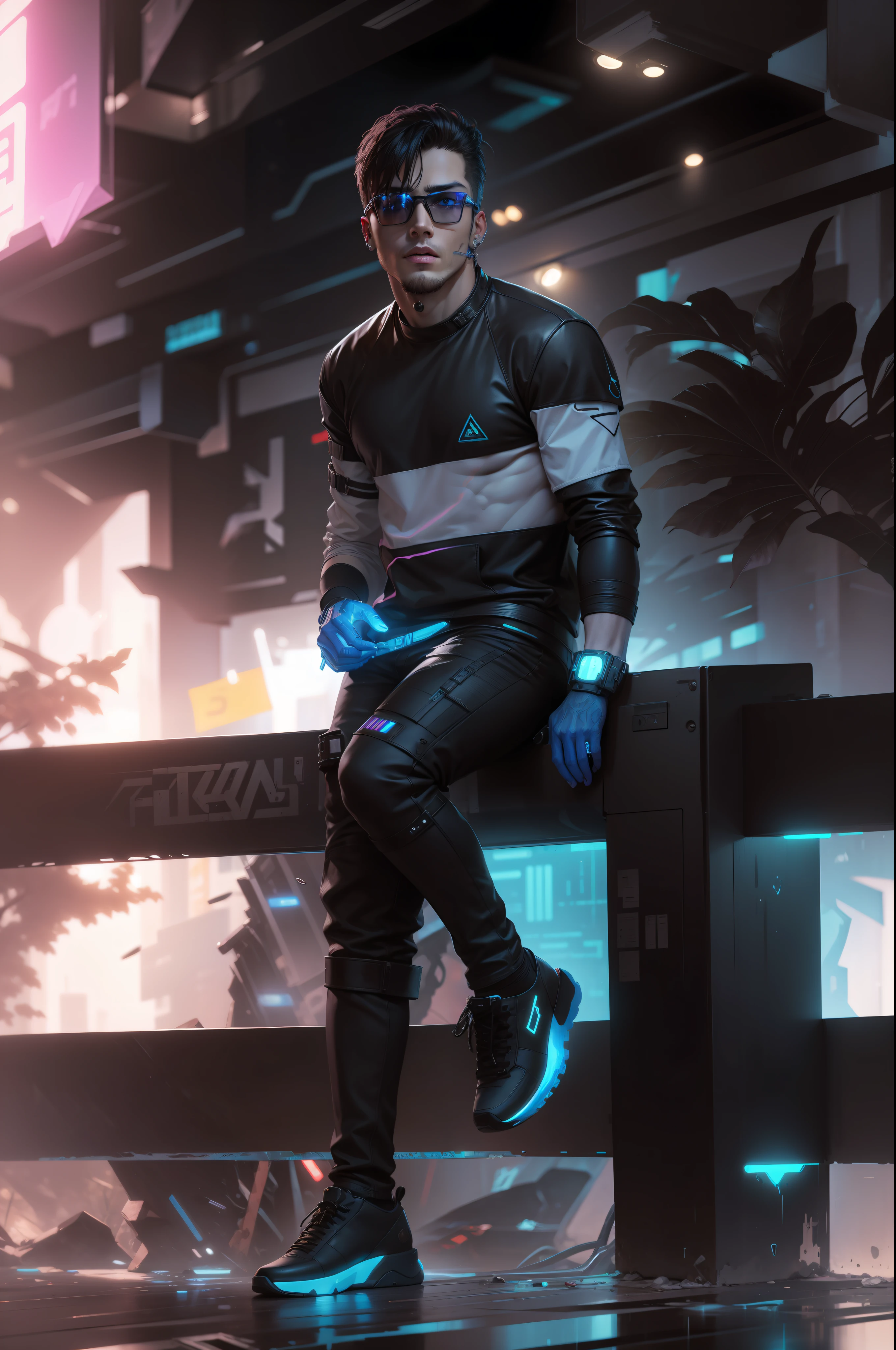Change background cyberpunk handsome boy, realistic face, 8k, ultra realistic,