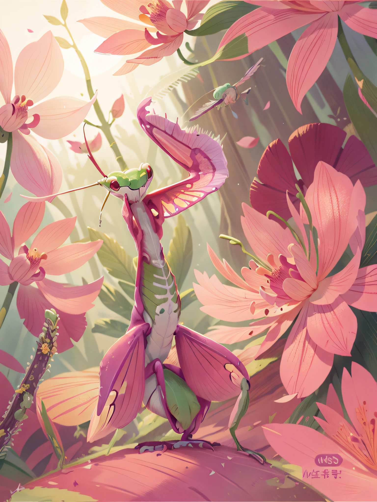 Immortals,Orchid praying mantis,mantis,in pink,petals