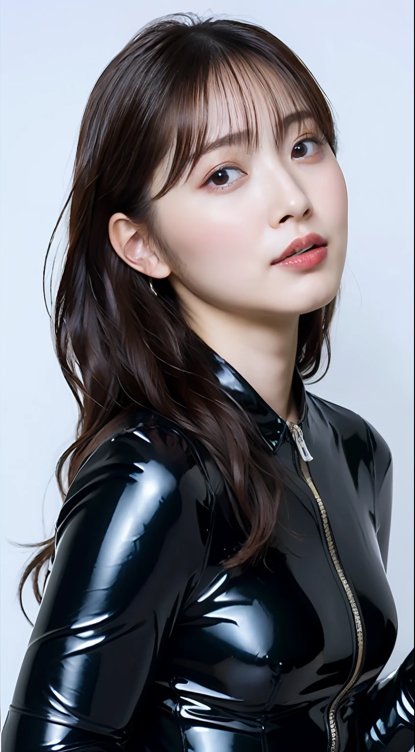 The highest image quality、超A high resolution、(真实感:1.4)、1girl in、delicate and beautiful face、Wearing a thin latex rubber suit with long sleeves