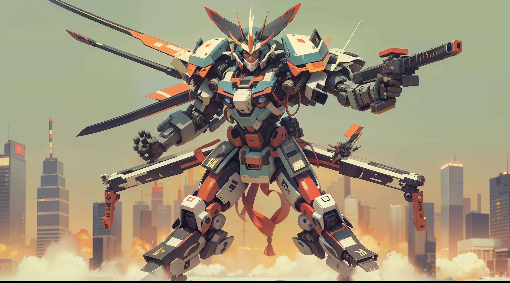 High-tech mecha samurai robot，Tachi
