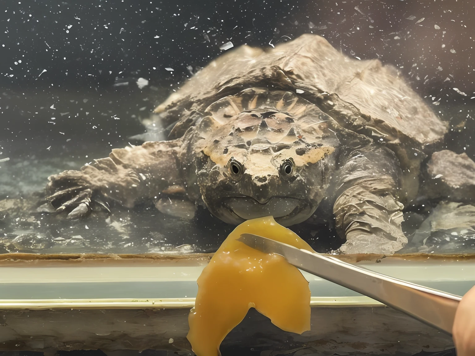 Someone is cutting a piece of fruit with a knife, buttercup eating pizza, 🦩🪐🐞👩🏻🦳, as an anthropomorphic turtle, great leviathan turtle, Ninjas eat pizza, Ready to eat, Inspired by Michelangelo, michael angelo inspired, photograph taken in 2 0 2 0, turtle