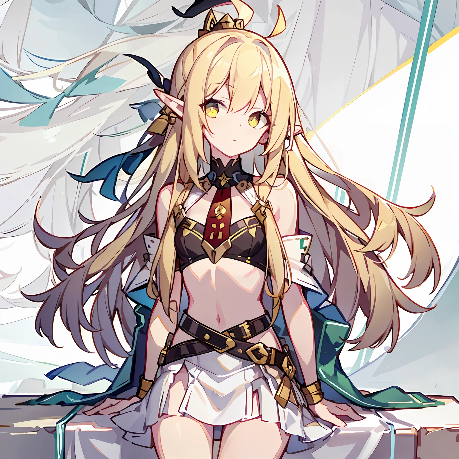 Yellow hair 1.3,Flat chest 1.2,the elf,white skirt