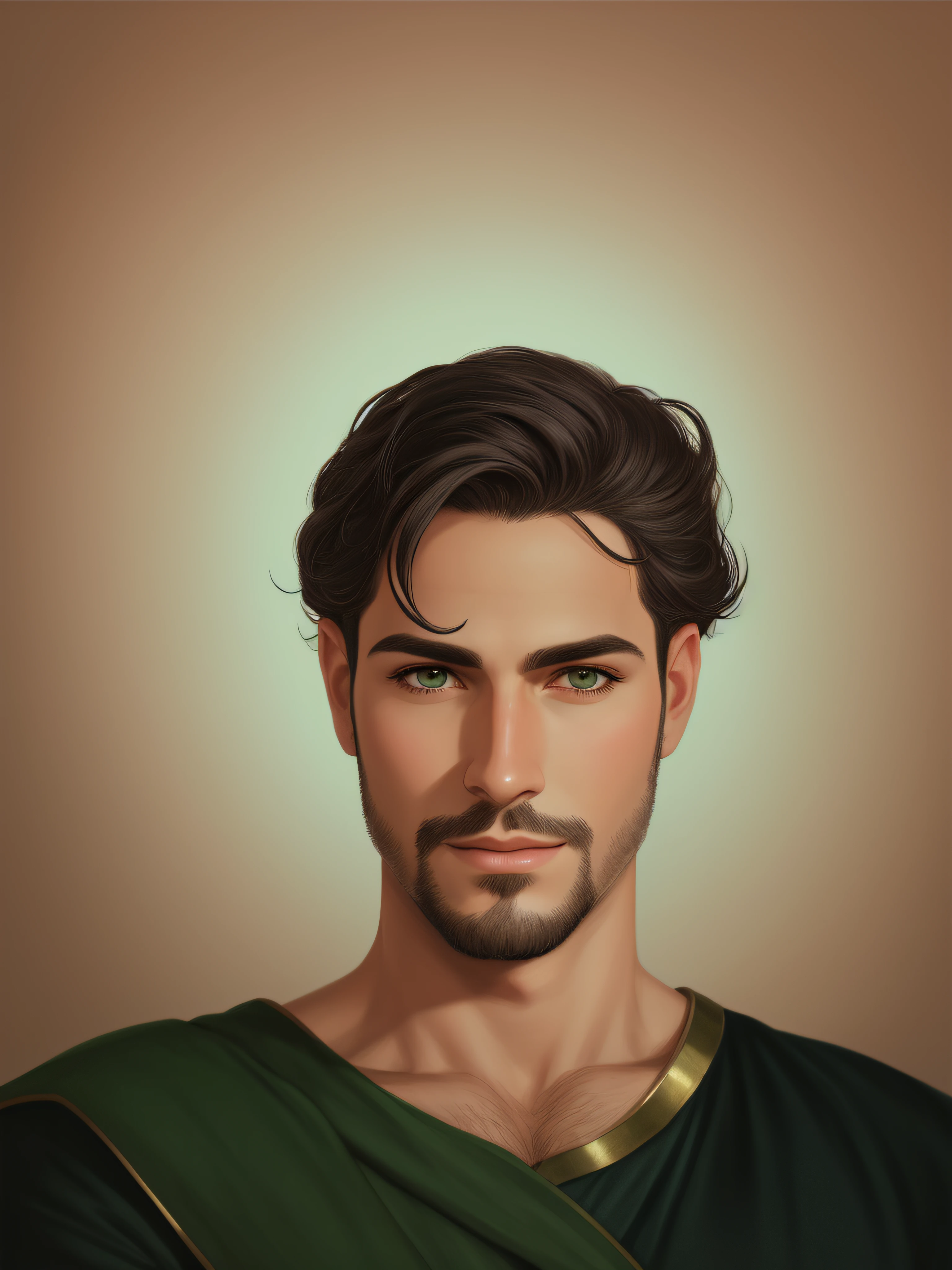 Arafed retrato de um homem com barba e um vestido verde, retrato masculino da fantasia, retrato detalhado do caractere, retrato de fantasia digital, bonito impressionante realista, Epic portrait illustration, retrato da arte do personagem, retrato do characture da fantasia, Um retrato de um elfo masculino, Retrato anime de um homem bonito, digital illustration portrait, retrato do personagem da fantasia, retrato de rosto detalhado realista, retrato de fantasia fosco detalhado