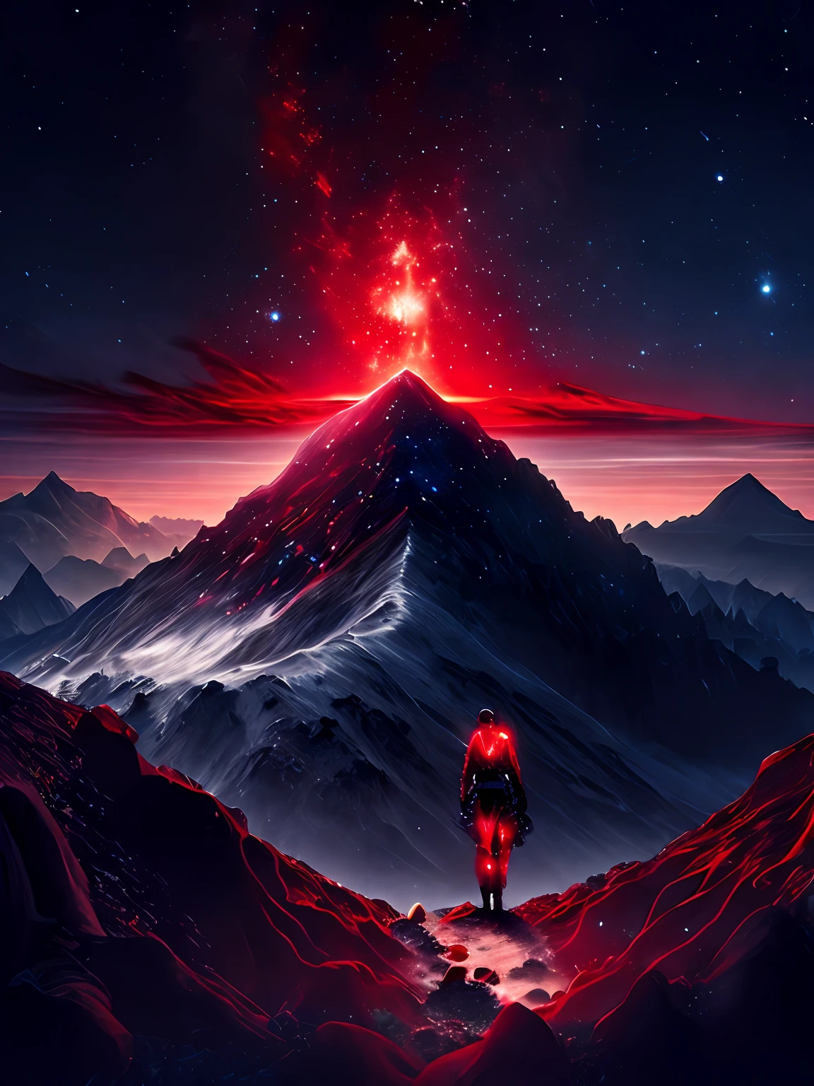 Blood fills the starry sky,Foot on the mountain of bones
