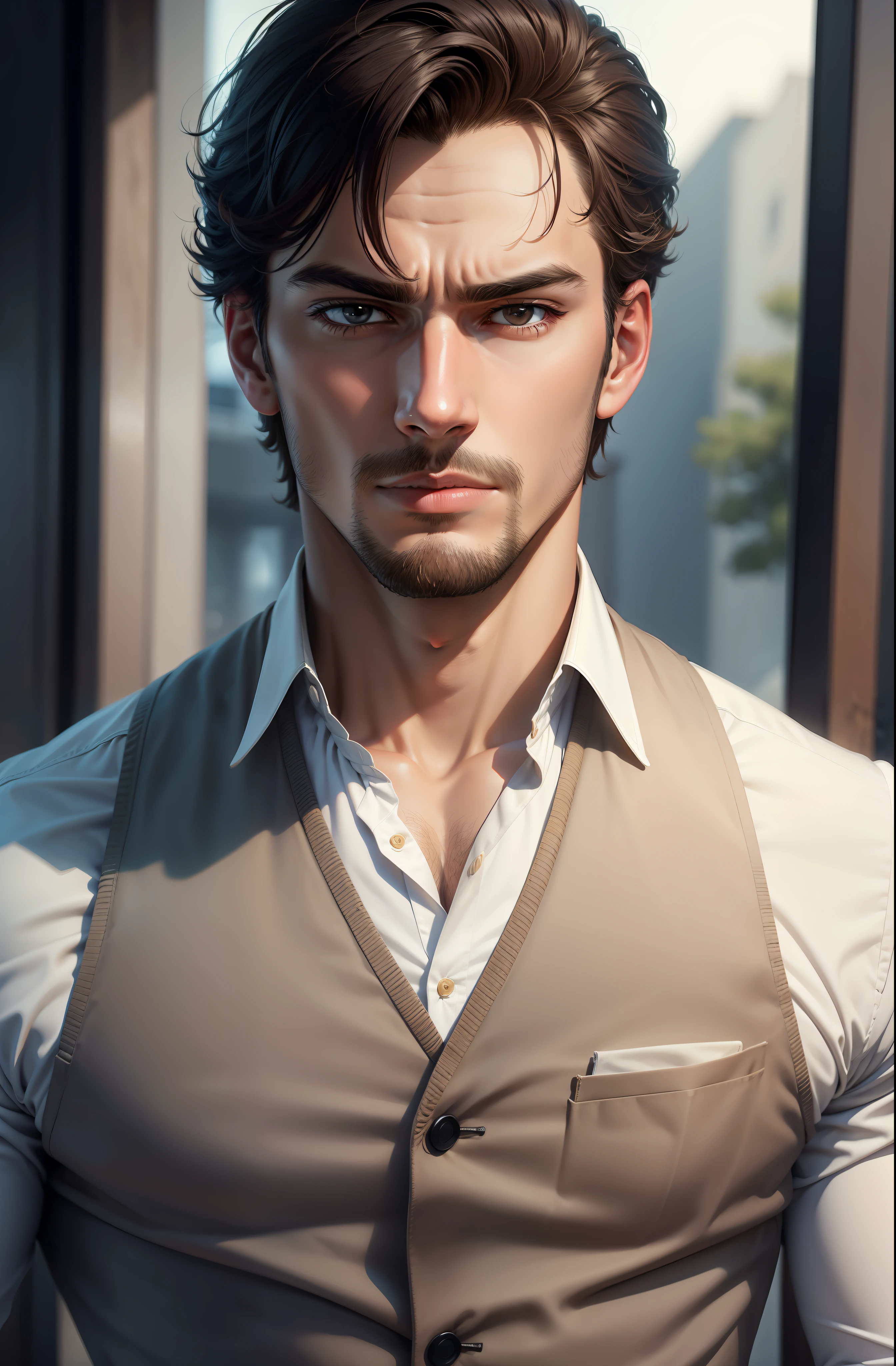 gentleman,Facial focus, handsome face, detailed details, casual