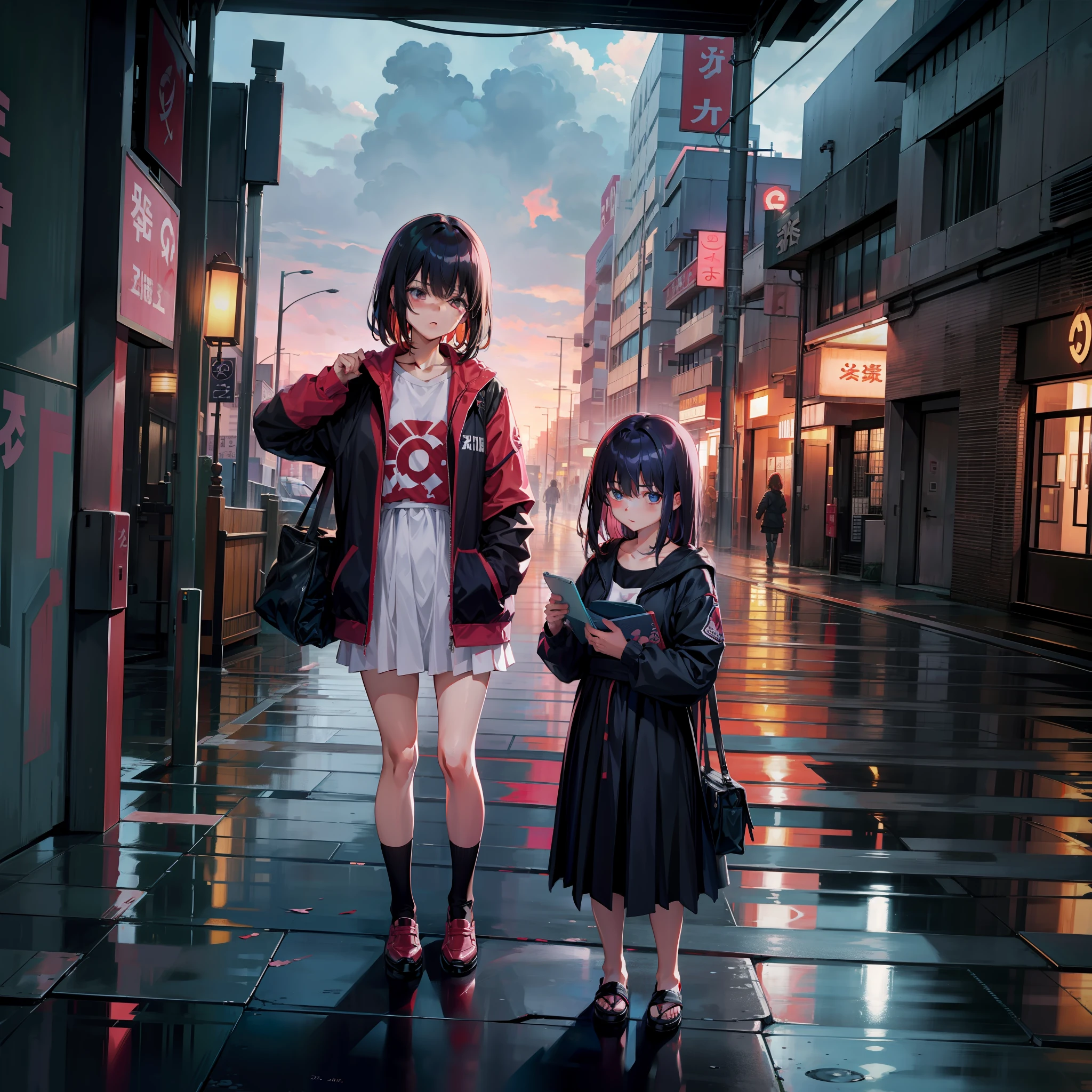 城市，bedraggled，Armageddon，teens girl