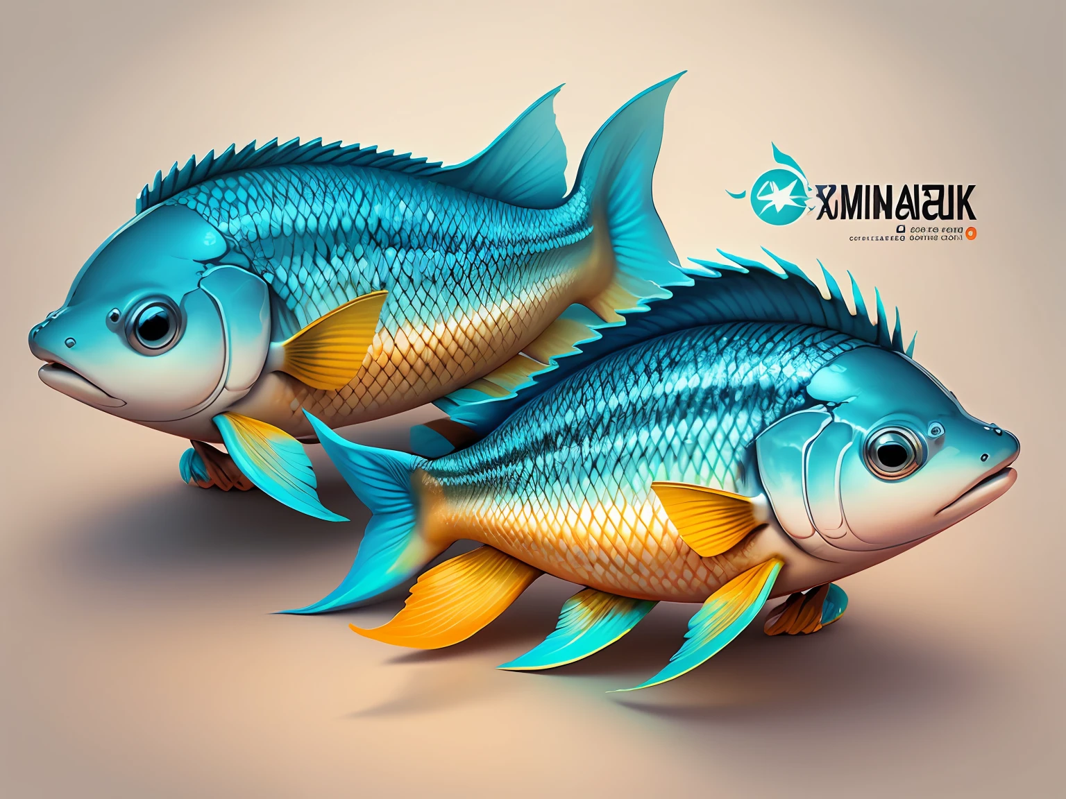 Crie um logotipo simples ,com o desenho de um peixe,tons leves e detalhes profissionais