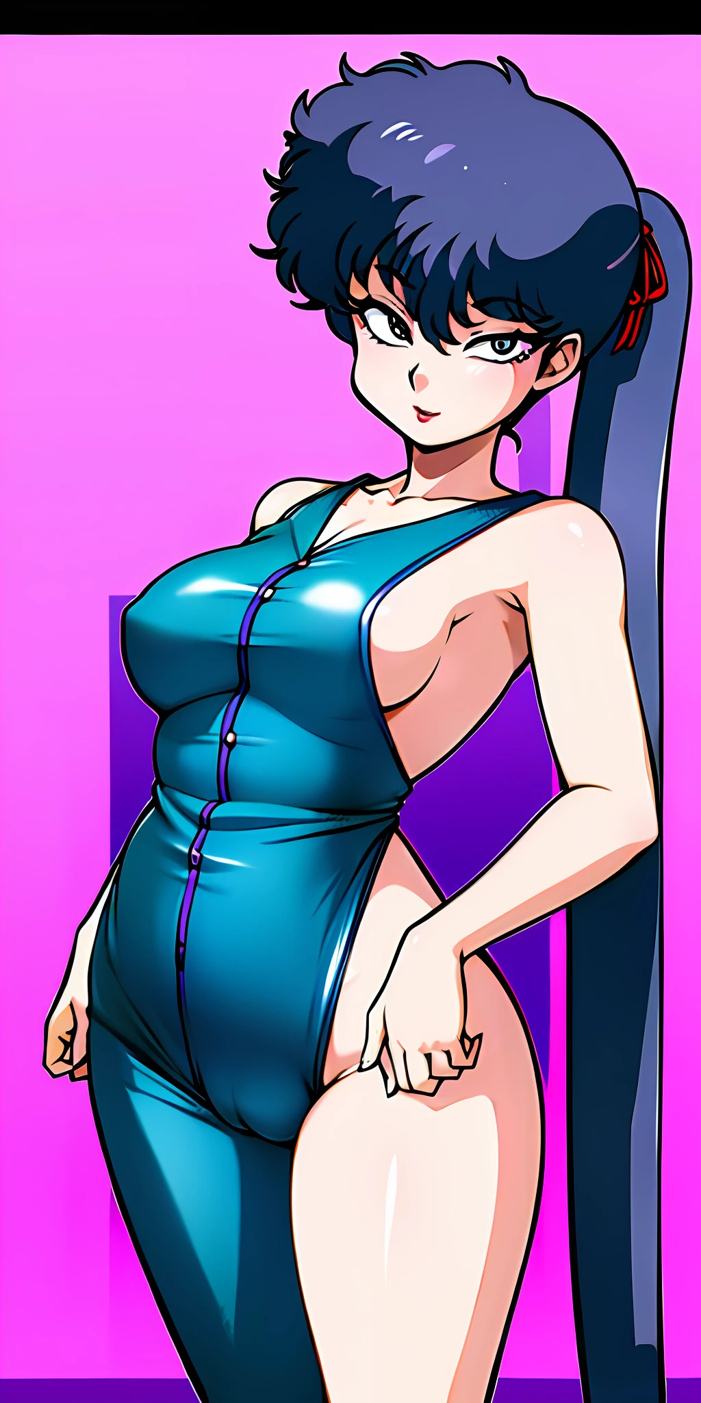 panties pulled aside , Kodachikunou, 1girl,1boy, solo, nsfw, KodachiKunou, solo, standing, large_breasts, jumper V Neck Onesie Pajamas Jumpsuit Romper Bodysuit with Drop Seat Butt Flap, button ass flap, ((open butt flap)), cameltoe, turned around, presenting butt, showing ass, masterpiece, best quality, detailed face, detailed eyes, highres,