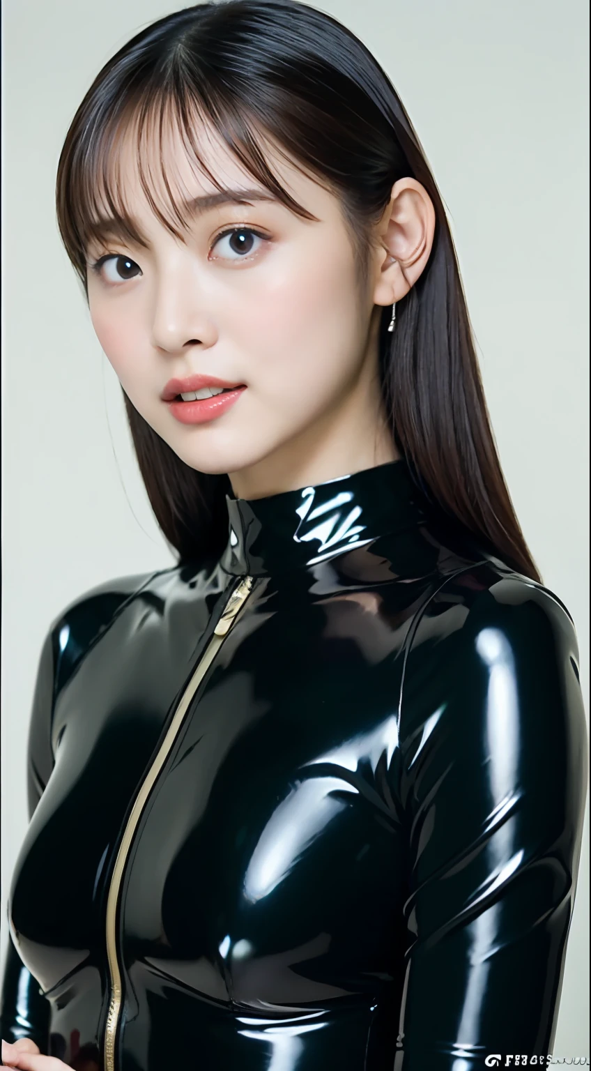 The highest image quality、超A high resolution、(真实感:1.4)、1girl in、delicate and beautiful face、Wearing a thin latex rubber suit with long sleeves