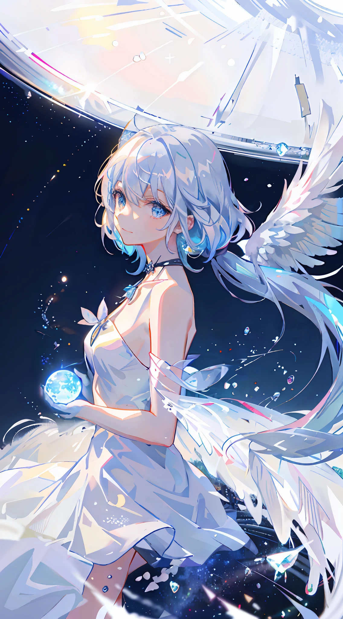 Delicatehands,Holding a blue ball of light that exudes magic in both hands