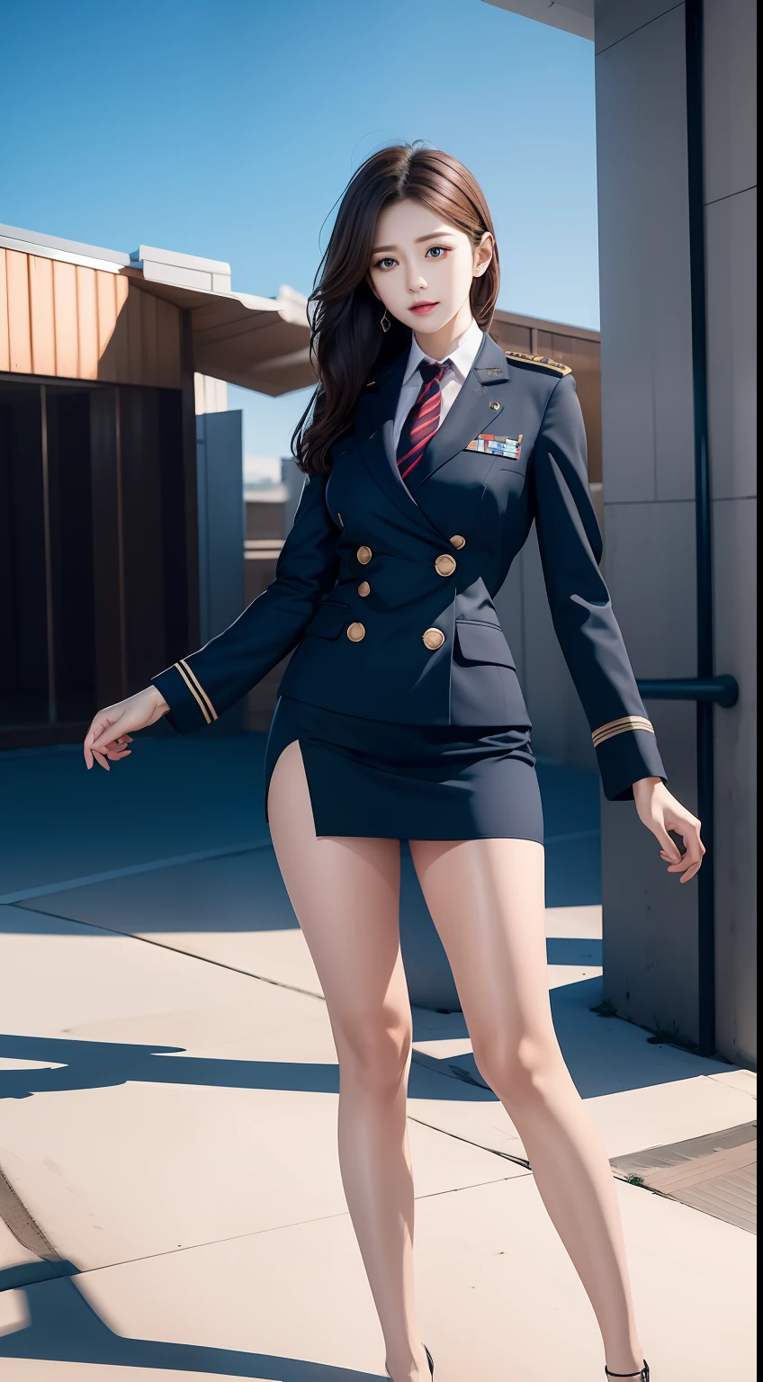 （RAW photos，HighestQuali），（dynamicposes)，Full body like，The uniform of a flight attendant, Depicts a group of characters in various action scenes，Manhwa Style，（realisticlying，realisticlying：1.3），HighestQuali，tmasterpiece，Very fine and beautiful，highly  detailed，CG，unified，2k wallpaper，Wonderful，beautifuldetails，tmasterpiece，HighestQuali，Extremely detailed Cg Unity 8K wallpaper，，