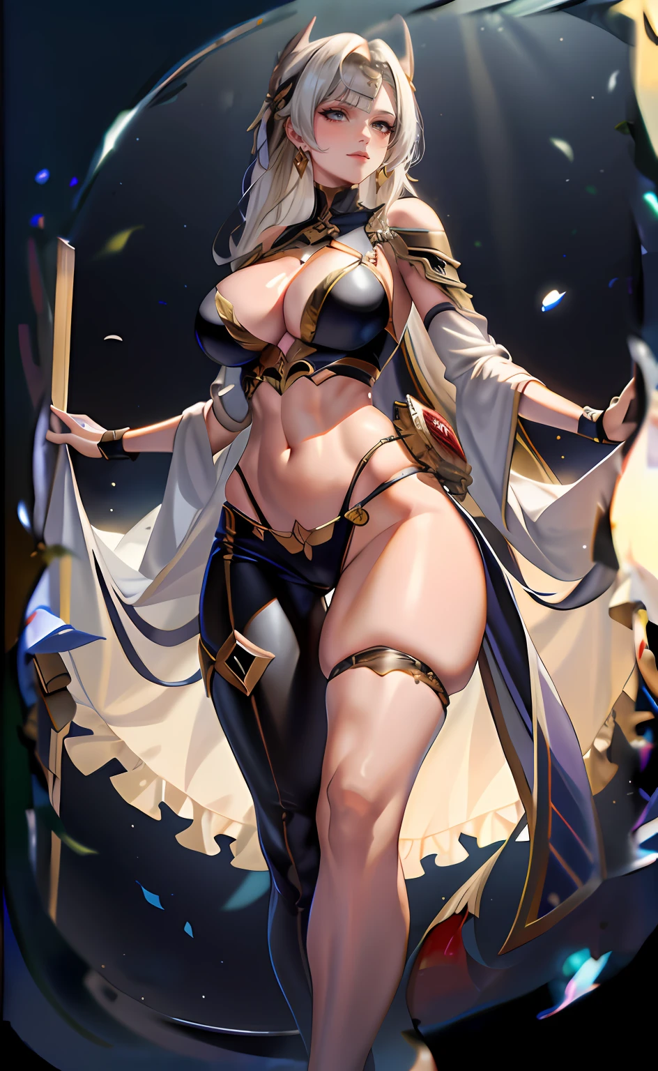 Large breasts,Exposing the abdomen,nabel,revealing her belly,long leges,Buttock augmentation