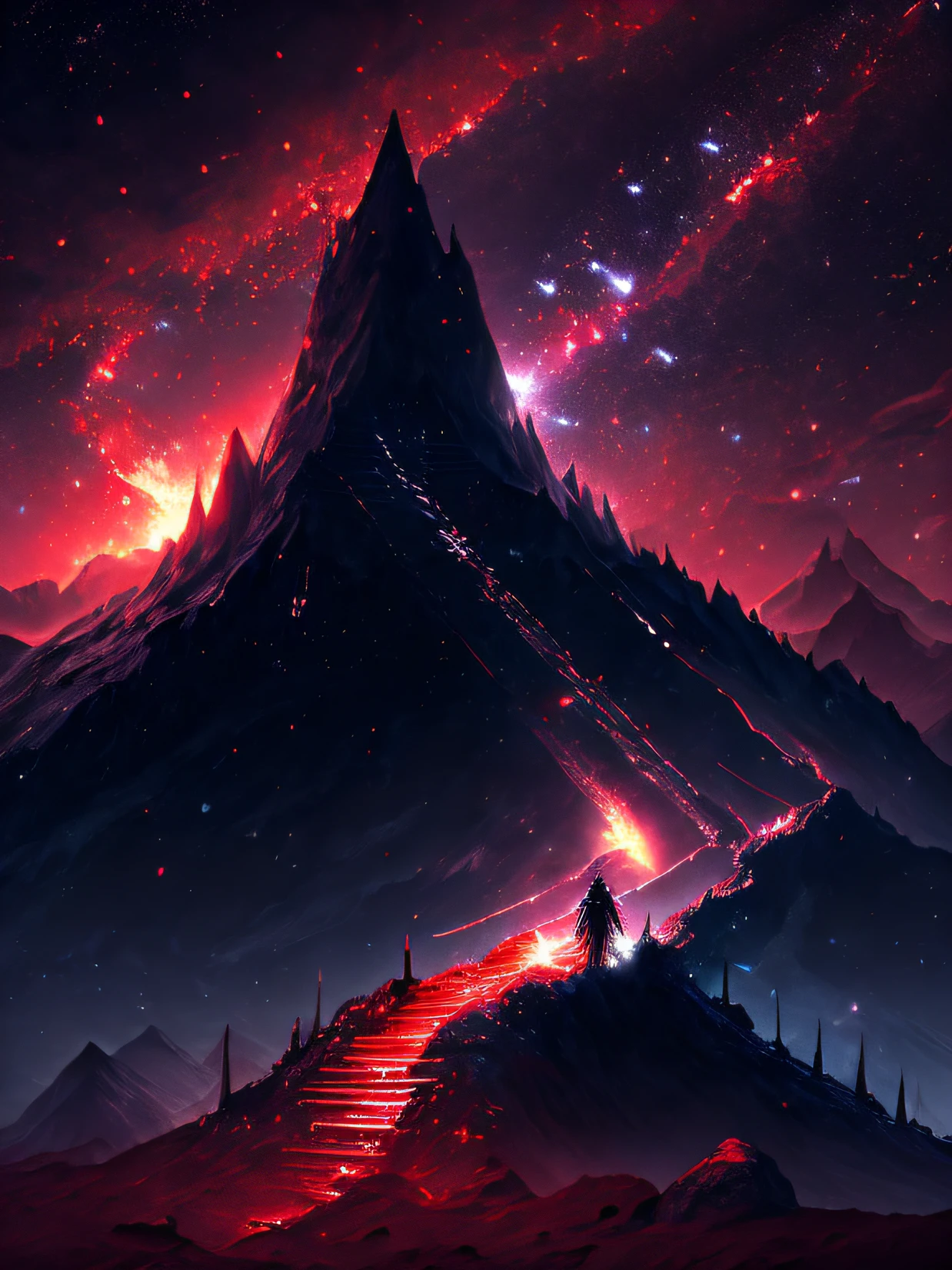 Blood filled the starry sky,Step onto Bone Mountain,One person and one halberd,