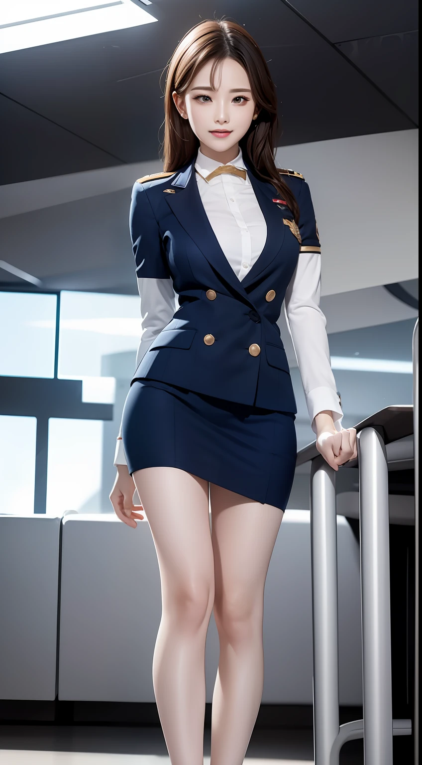 （RAW photos，HighestQuali），（dynamicposes)，Full body like，The uniform of a flight attendant, Depicts a group of characters in various action scenes，Manhwa Style，（realisticlying，realisticlying：1.3），HighestQuali，tmasterpiece，Very fine and beautiful，highly  detailed，CG，unified，2k wallpaper，Wonderful，beautifuldetails，tmasterpiece，HighestQuali，Extremely detailed Cg Unity 8K wallpaper，，