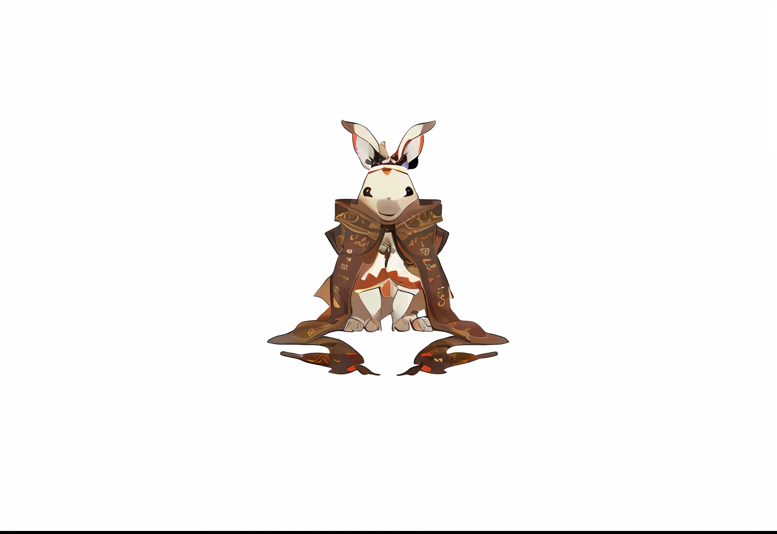 A caricature of a man and a dog in a Native American costume, ancient antler deity, inspired by Tawaraya Sōtatsu, anthropomorphic praying mantis, Brown exoskeleton, toad samurai, anthropomorphic rabbit, she is dressed in shaman clothes, insectile forearms folded, liana wrap two fantasy creatures, Bunny Warrior - IW2