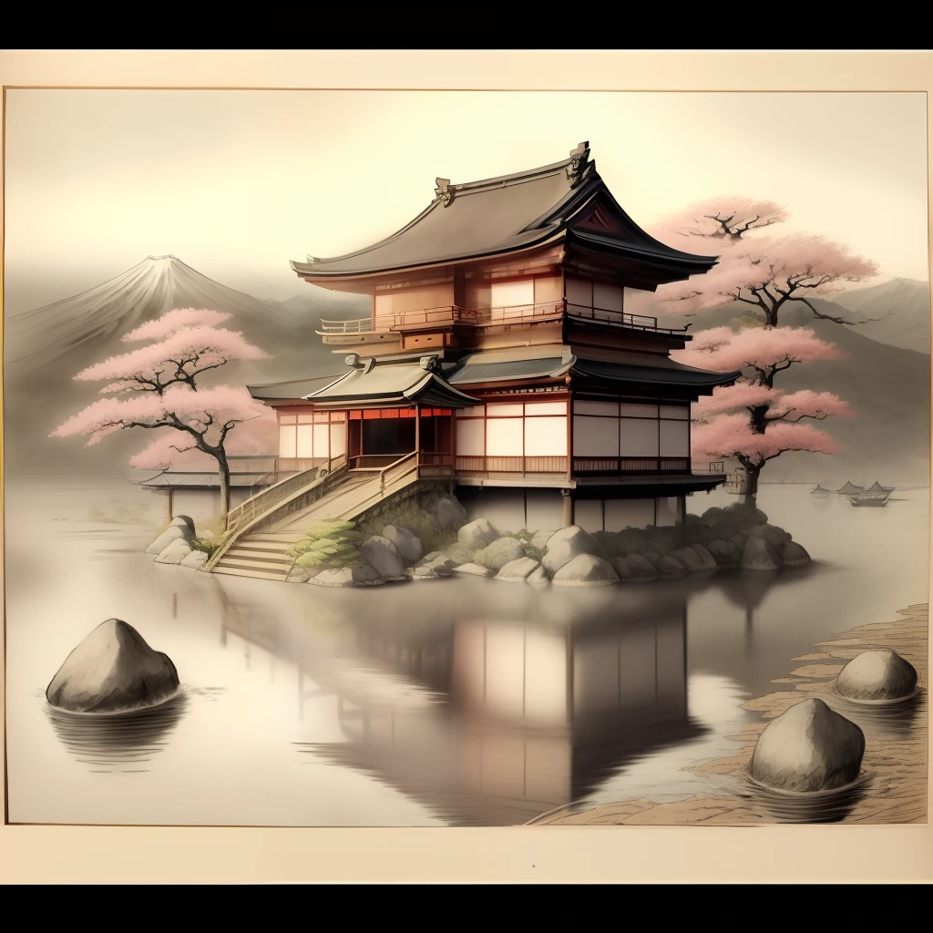 Drawing of Japan in the 1800s