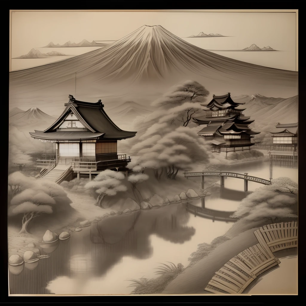 Drawing of Japan in the 1800s