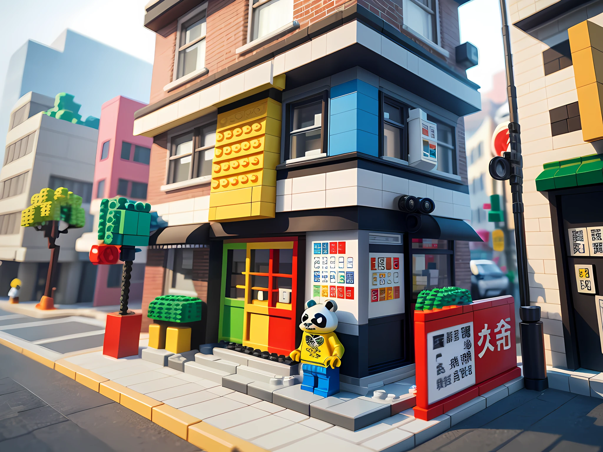 Lego style, pandas, Tokyo street view，rich color matching, blind box style, toy model，voxel，The is very detailed，超高分辨率，8K UHD --v 6