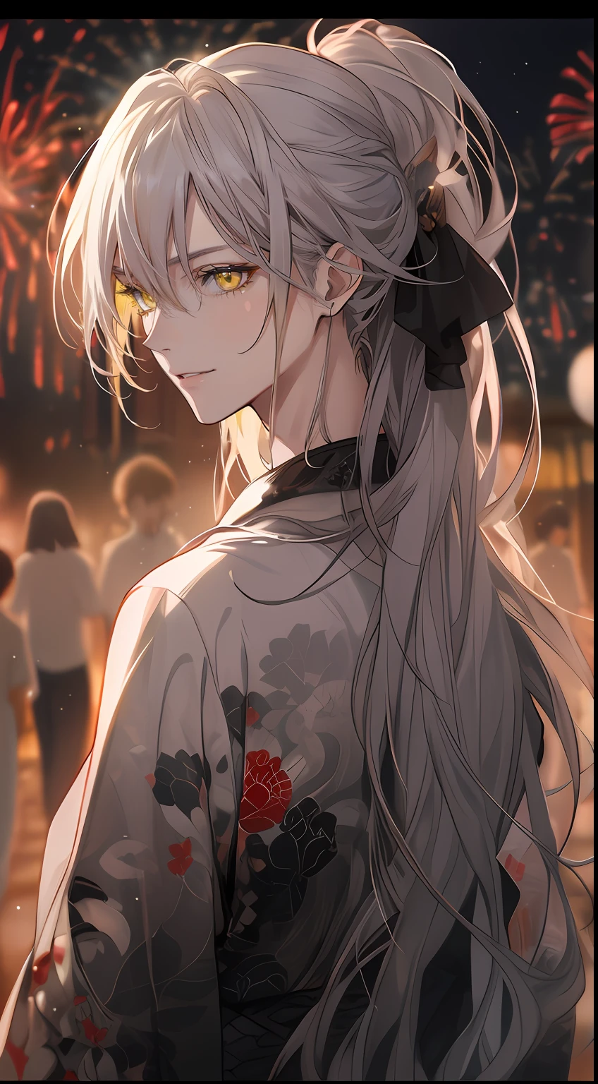 male people、((Yellow eyes))、Looking at the camera、((Slender eyes))、Sanpaku eyes、Small black eyes、Cool Face、twinks、Gentle smile
