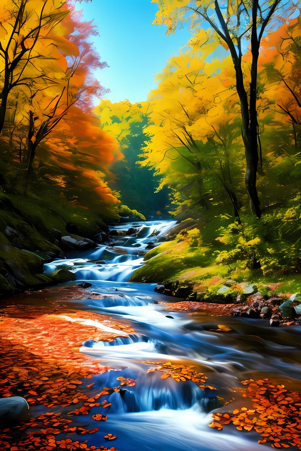 masterpiece, best quality, high quality, extremely detailed CG unity 8k wallpaper,landscape with texture ,A place with lots of leaves on the ground and autumn colors,award winning photography, Bokeh, Depth of Field, HDR, bloom, Chromatic Aberration ,Photorealistic,extremely detailed, trending on artstation, trending on CGsociety, Intricate, High Detail, dramatic, art by midjourney