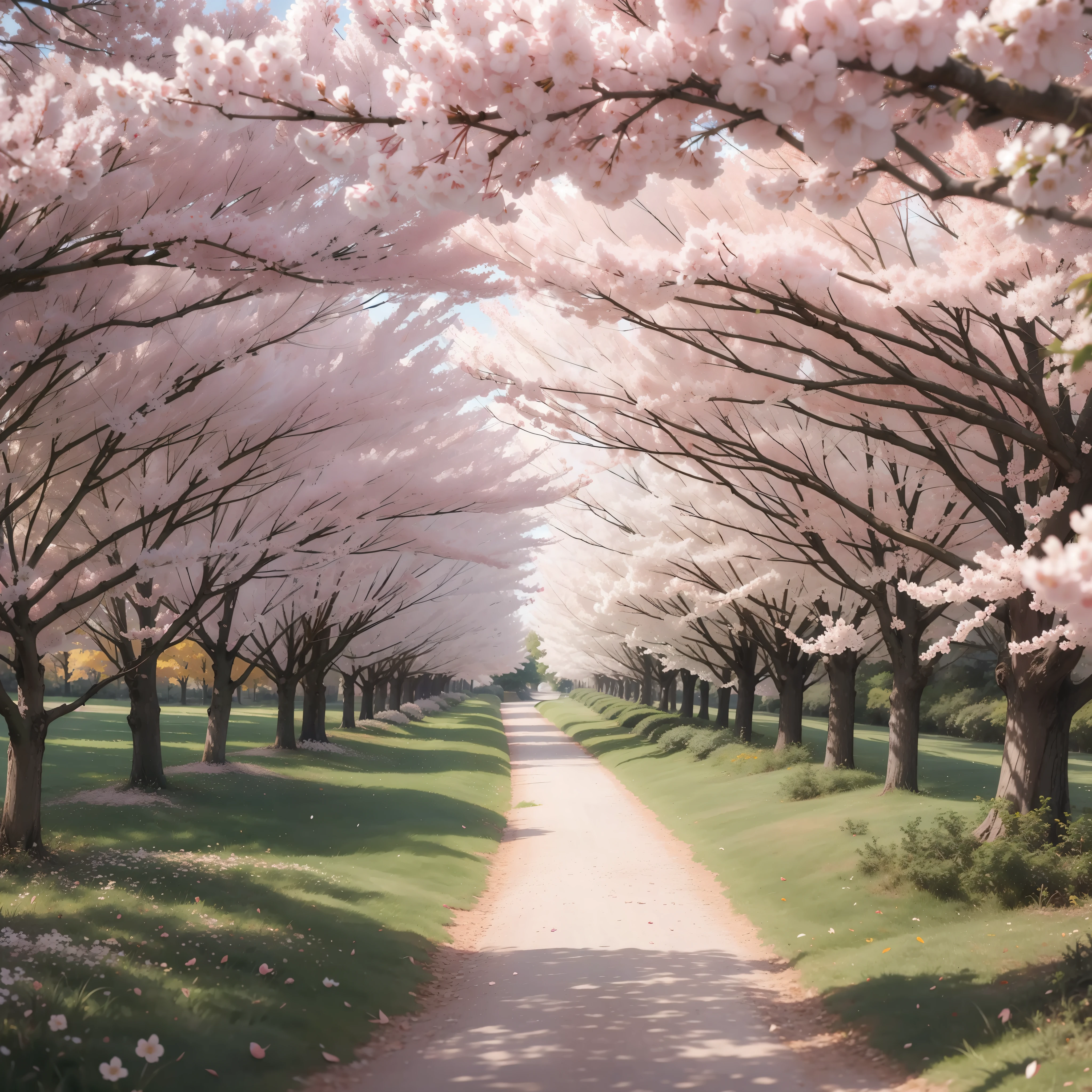 Beautiful landscape full of cherry trees in autumn, flor de cerezo, arboles de flor de cerezo