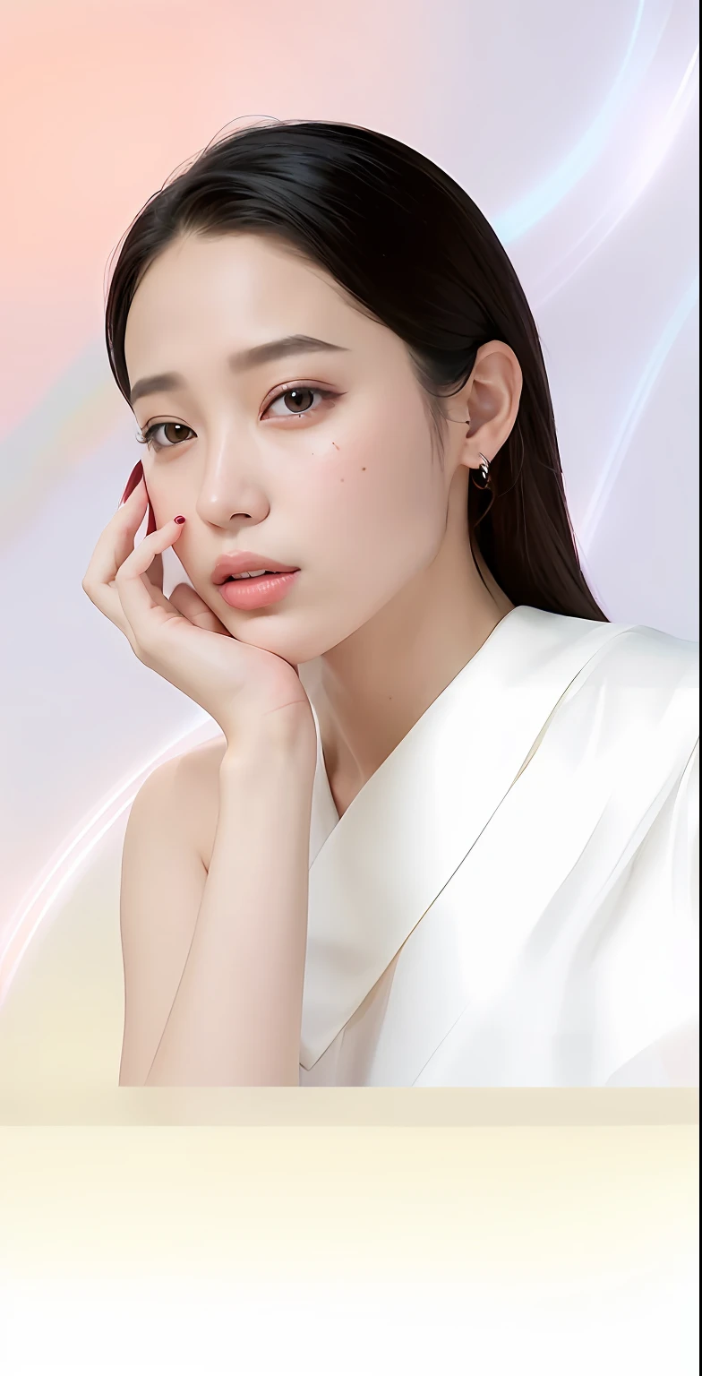 HD skin texture,Realistic portraits,Photo photography,Close-up of woman in white shirt on phone, dilraba dilmurat, lee ji eun, Lee Ji-eun, gongbi, ji-min, hwang se - on, inspired by Yanjun Cheng, jiyun chae, Choi Hyun-hwa, jaeyeon nam, inspired by Sim Sa-jeong