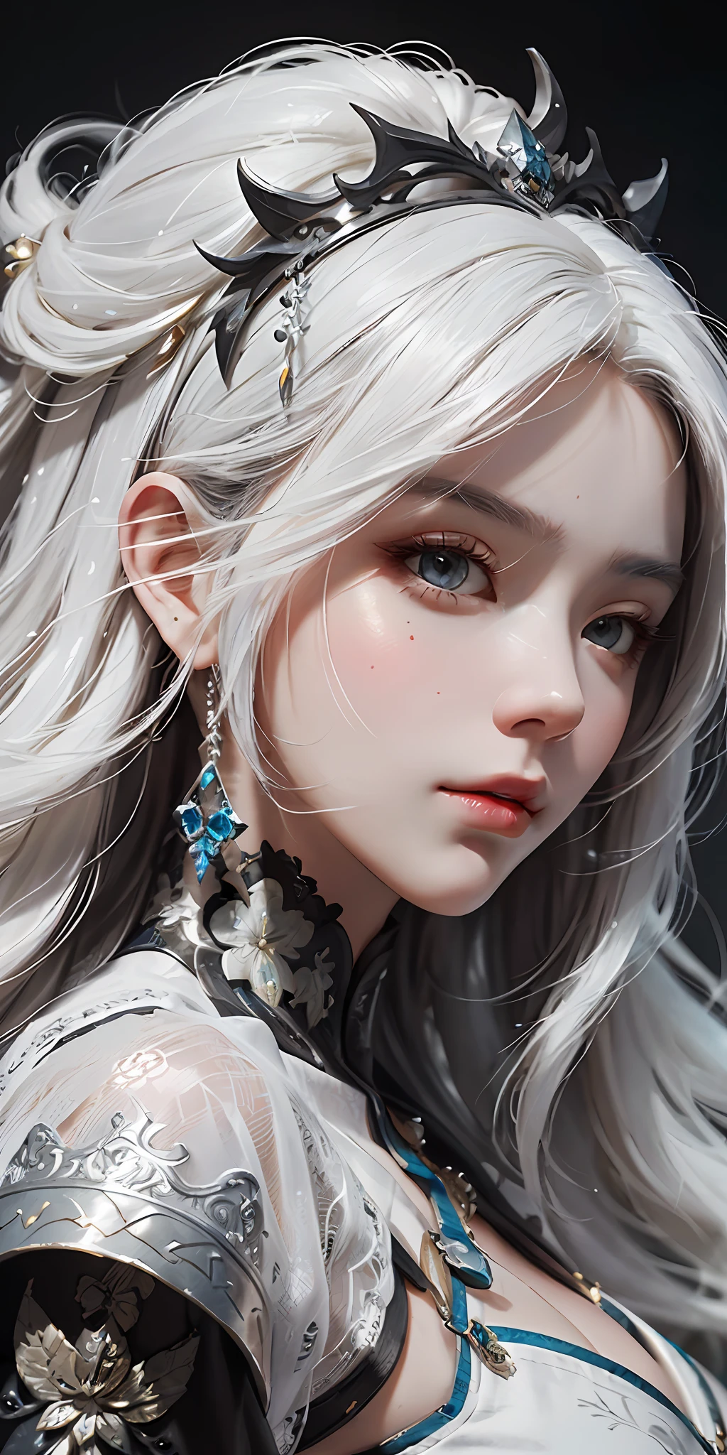 a close up of a woman with white hair and a white mask, beautiful character painting, guweiz, artwork in the style of guweiz, white haired deity, by Yang J, epic exquisite character art, stunning character art, by Fan Qi, by Wuzhun Shifan, guweiz on pixiv artstation