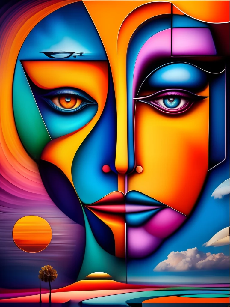 (colorfulsurrealism)++, (surrealism), a face of a woman