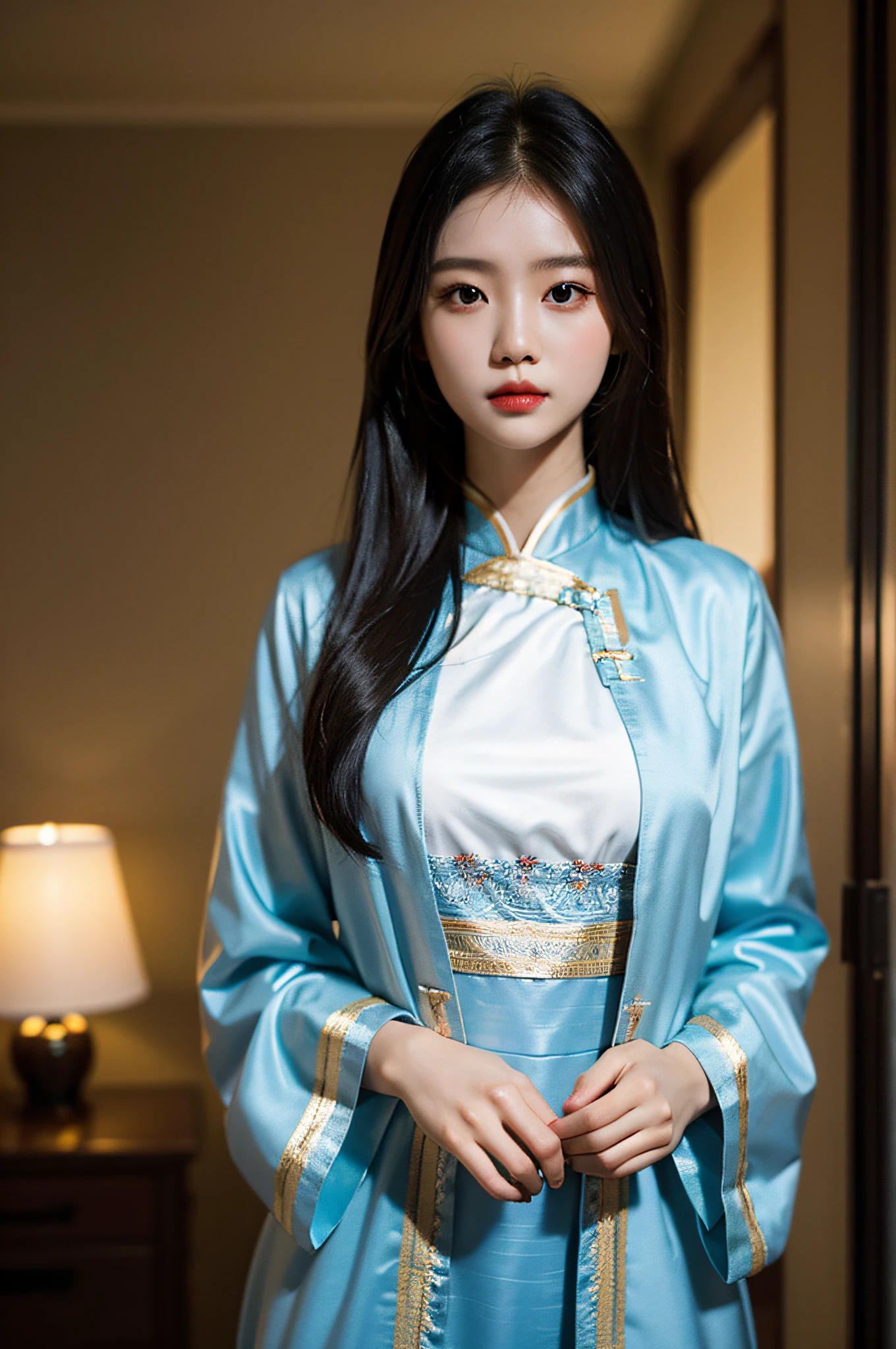 （Hyperrealistic,）4K,35mm，hyper-high detail, Professional lighting, Best quality, Ultra-high resolution, Visually stunning, (1girll:1.1), （Hmong clothing）,realskin,（Perfect body 1.3）Ultra-delicate face。