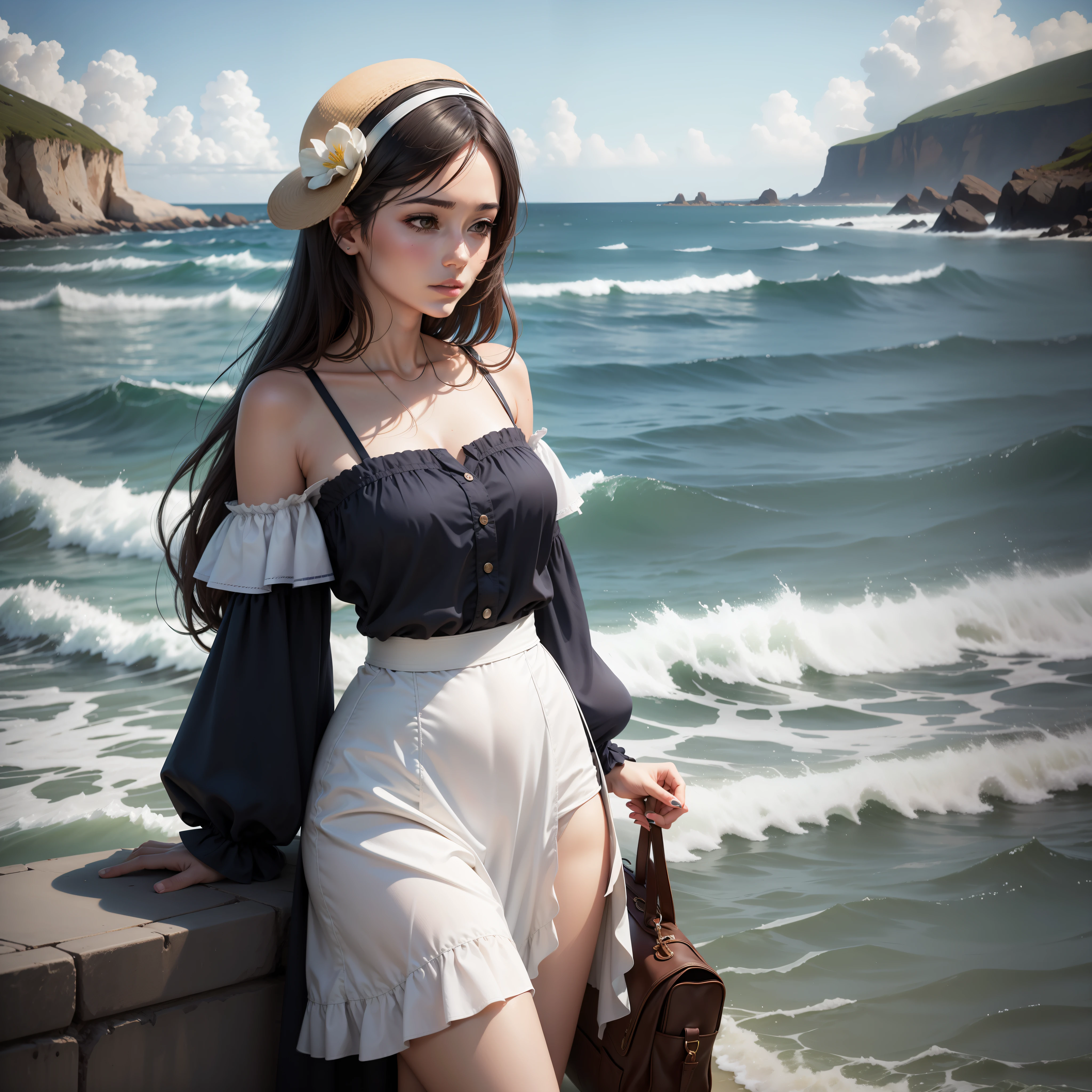 A woman by the sea