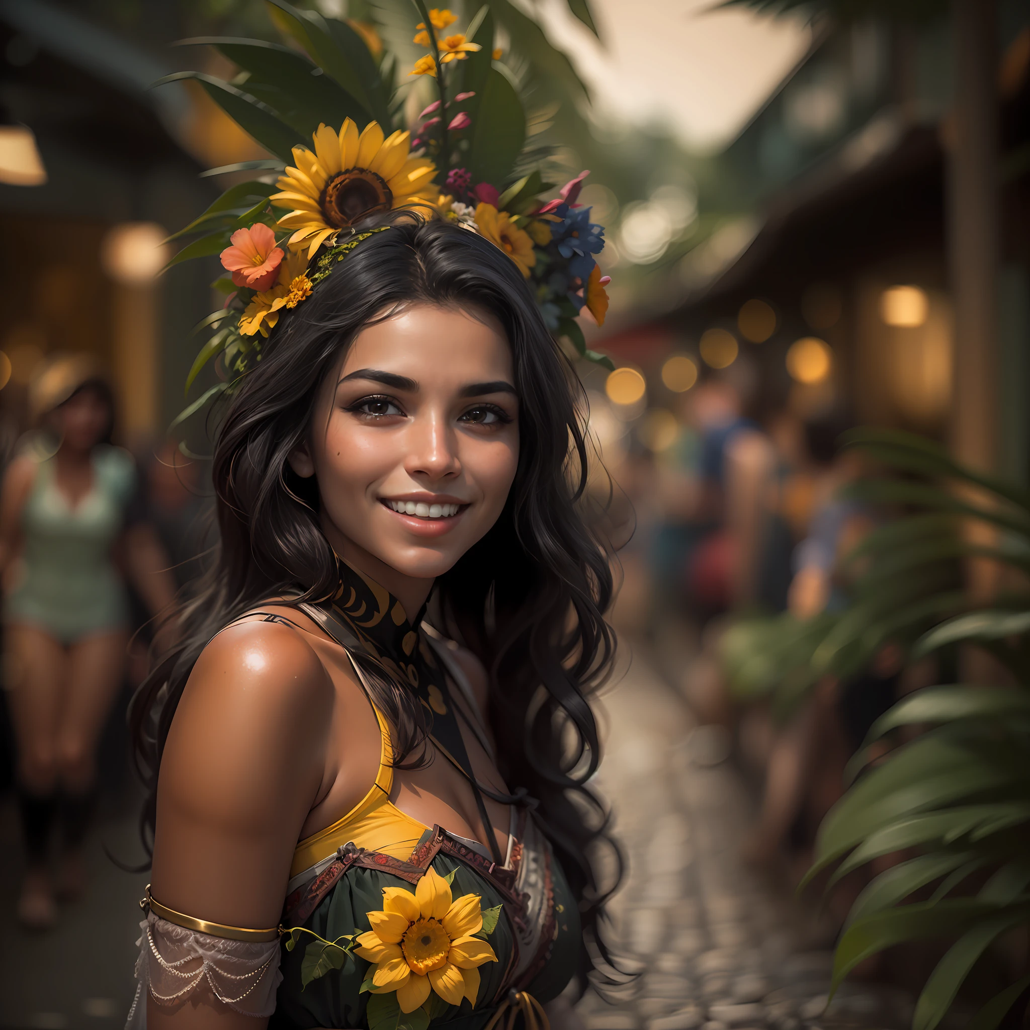 girl from Brazil. Her sun-kissed skin reflects the warmth of the tropics and the country's lively spirit. Isabella's expressive eyes, like the Amazon rainforest, hold the depth of Brazilian culture and diversity. Her cascading dark hair, often adorned with vibrant flowers, symbolizes the nation's love for festivities. A joyful smile mirrors the energy and hospitality of Brazilians. Isabella embraces her country's rich heritage, from samba rhythms to carnival celebrations. With her love for soccer, art, and delectable cuisine, she embodies Brazil's passion and zest for life, making her a magnetic representation of the country's allure.3D rendering, realistic, made in octane, cinematic, ultra-realistic, extremely detailed octane rendering, 8k photorealistic futuristic 50mm lens hard lighting dark gray tintype photograph,
realistic lighting, sepia color, dof