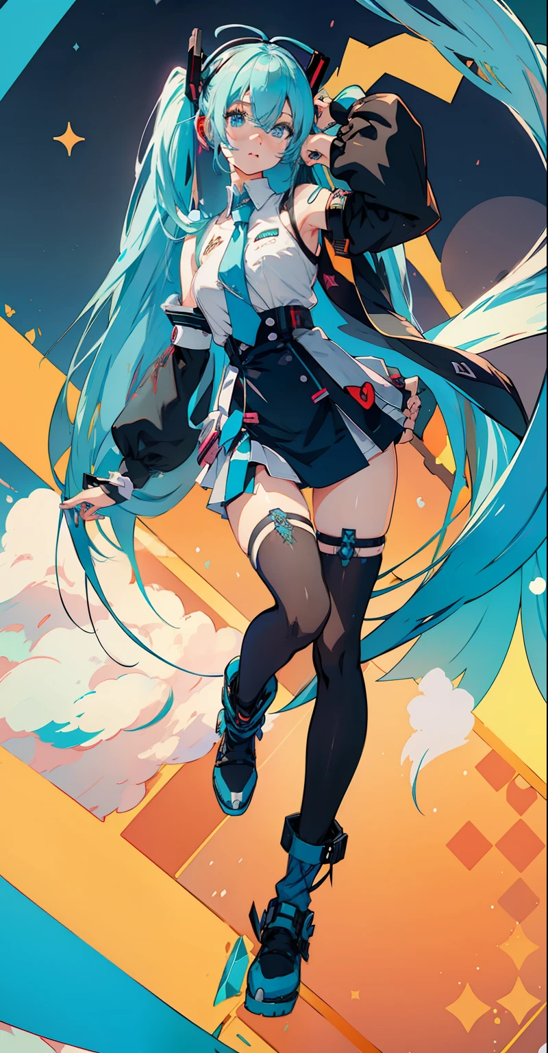 Anime girl with long blue hair and white shirt holding a sword, mikudayo, Hatsune Miku, Anime moe art style, android heroine, official character art, Portrait of Hatsune Miku, Os amigos, Anime girl with teal hair, Best anime 4k konachan wallpaper, !!Full body portrait!!, full body commission for, hatsune miku portrait