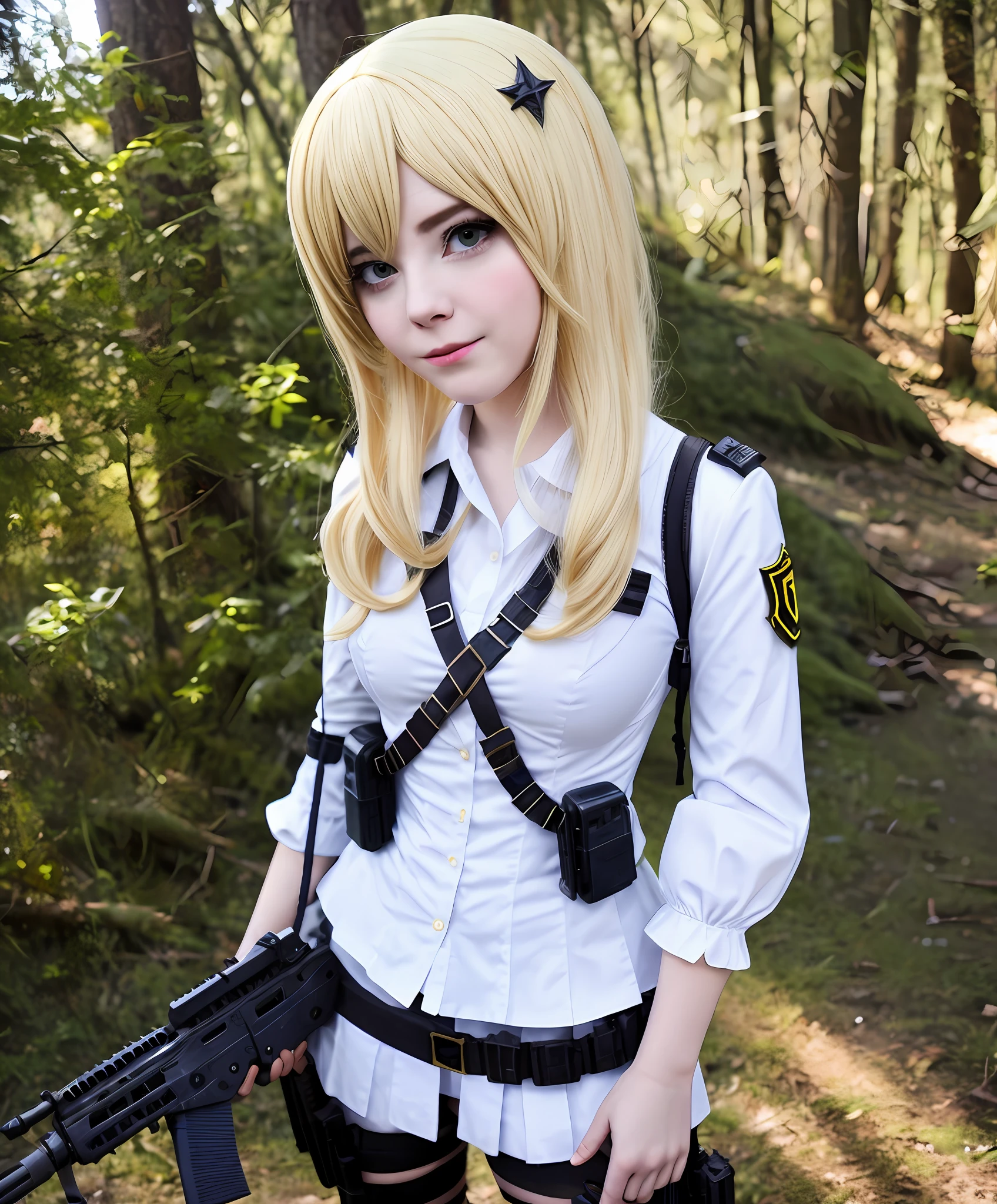 Garota cosplay call of duty cabelo branco