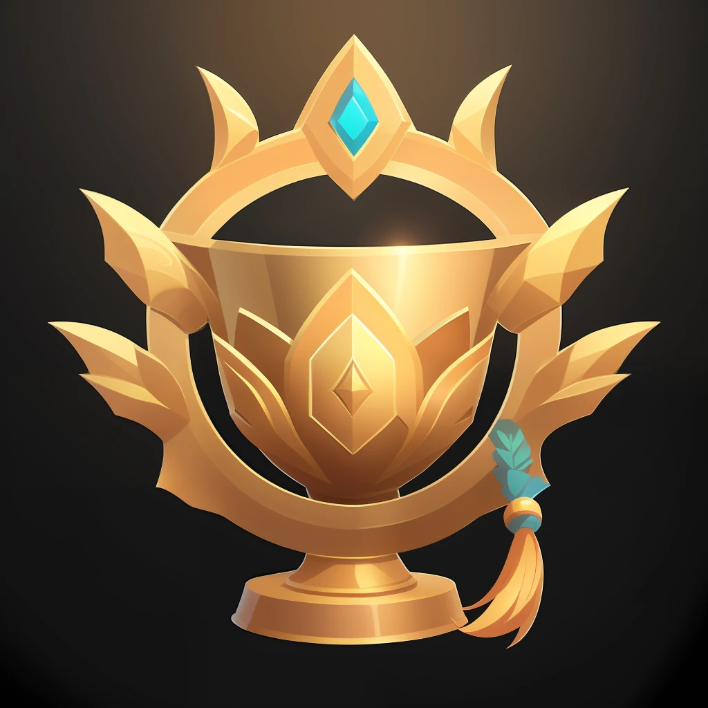 ((Trophy)), pattern, streamer, beautiful creation, game icon, masterpiece, best quality, ultra-detailed, masterpieces, UHD, ancient tribe style, (anime), transparent background, blender cycle, volume light, no human, objectification, fantasy