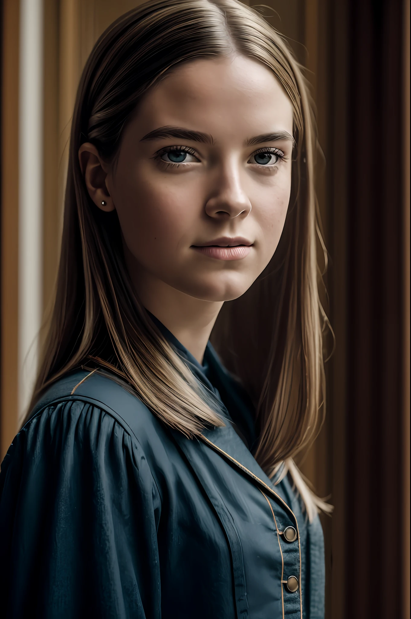 young Mary Hopkins, Photorealistic, A hyper-realistic, hyper-detailing, analog style, sub-surface Scattering, Realistic, Masterpiece, Best Quality,, ultra realistis, 8K, (HDR), the golden ratio, Intricate, high detail, soft focus, RAW photo, subject, (high skin detail:1.2), 8K UHD, dslr, soft-lighting, hiquality, Film grain, Fujifilm XT3
