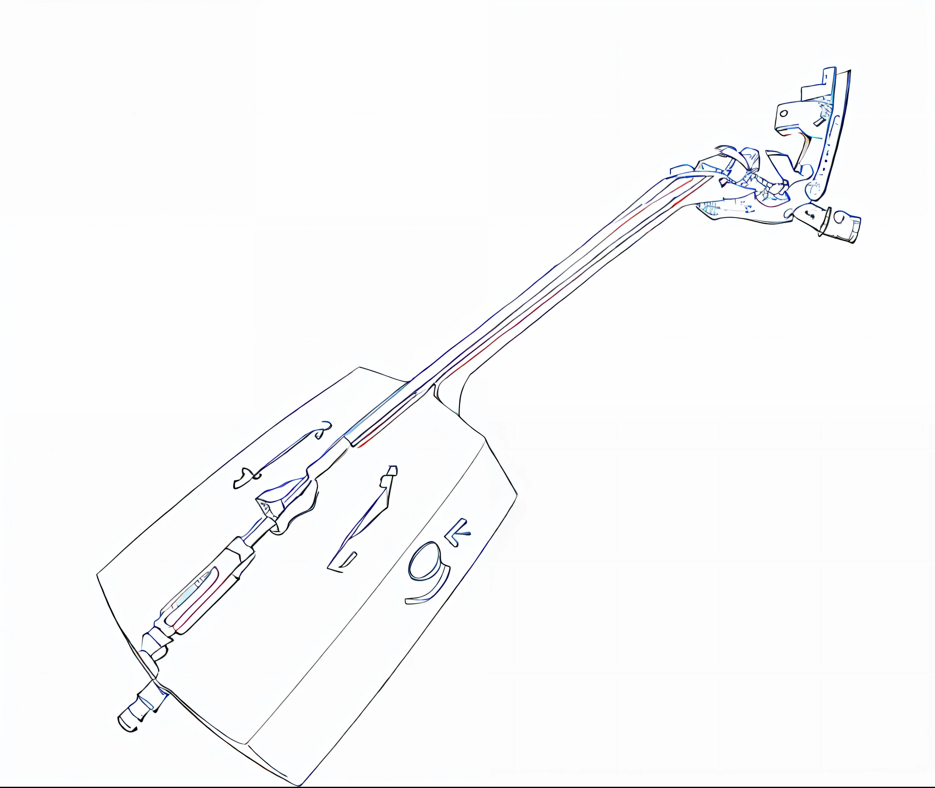 Drawing of a long-necked long-handled instrument, Line art, Line - Art, clean lineart, lineart behance hd, linear art, variable lineart, sharp lineart, Simple lines of art, line art illustration, Line drawing, detailed line art, hd illustration, Line art!!, clean ink detailed line drawing, Official illustration