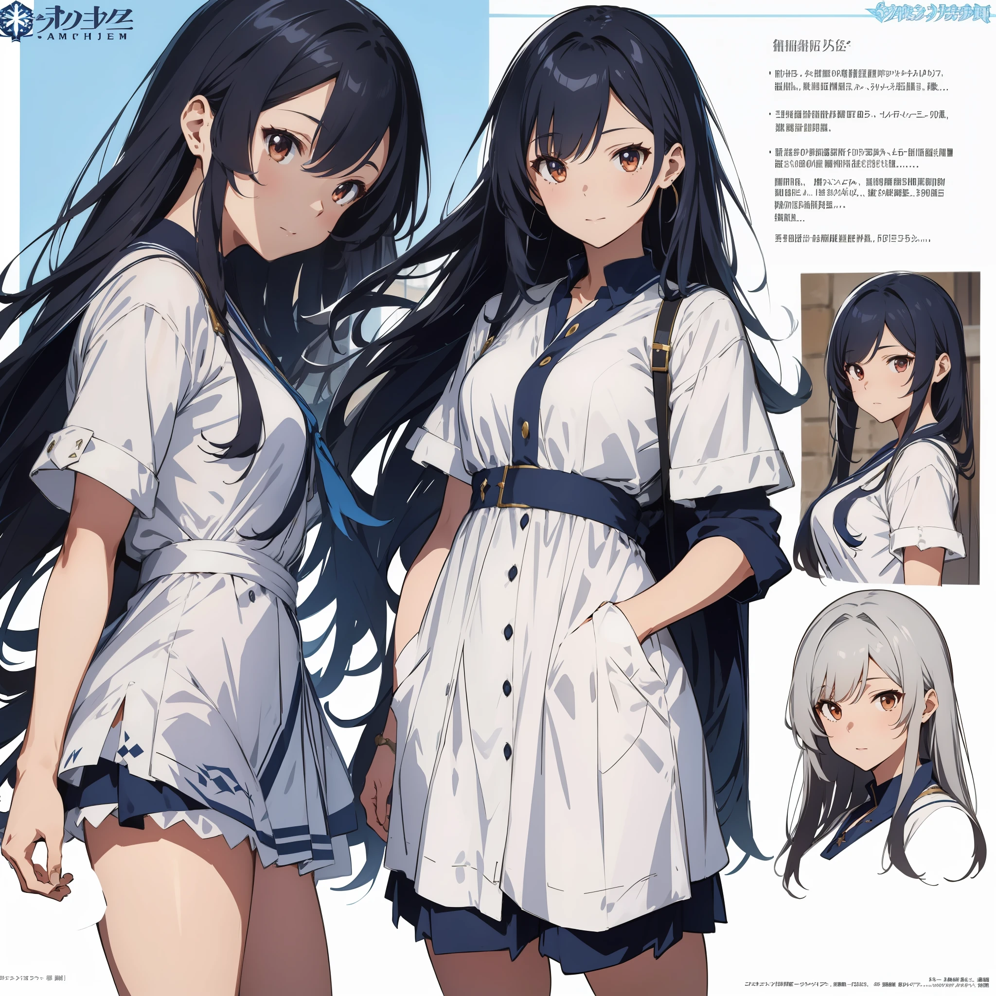 （CharacterDesignSheet,Same character full body,frontage,Lateral face,on  back)，Close-up of a man with long hair in a white dress, Ayaka Genshin impact, 《azur lane》role, Kushatt Krenz Key Art Women, Genshin impact's character, glossy white armor, detailed anime character art, From Arknights, ( ( concept art of character ) ), official character art, cushart krentz, Character artwork