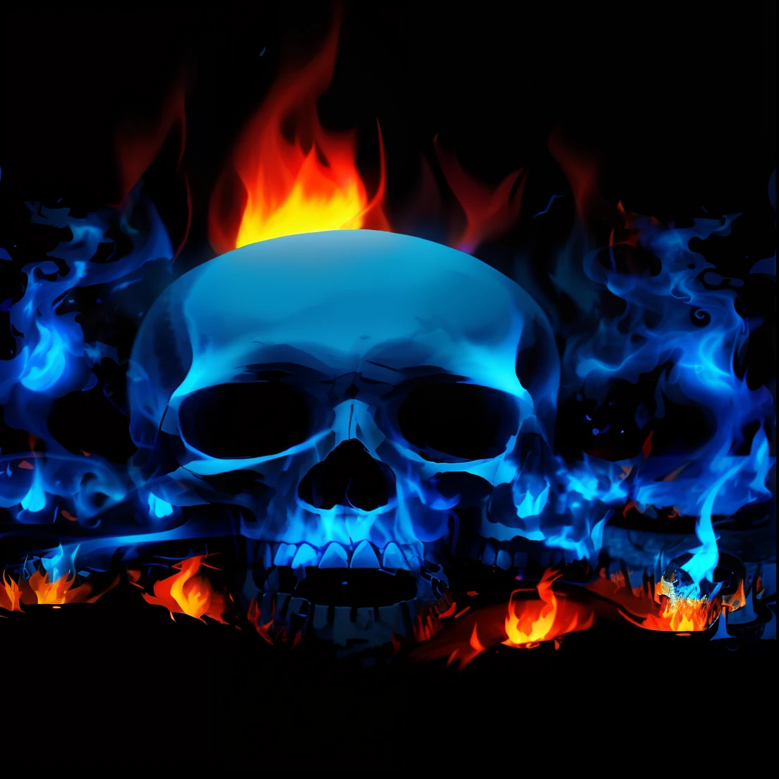 Close-up of skull with blue flame on black background, Burning skull, fiery skull contemplating life, fantasy skull, blue flame, Burning Reaper, Breathe in the blue flames, Magic Blue Fire, bluefire, On the blue flame, death skull, bluefire!, Blue flames surround, emerging from blue fire, Sacred skull, morphing skulls, Blue Flame, Blue fireball