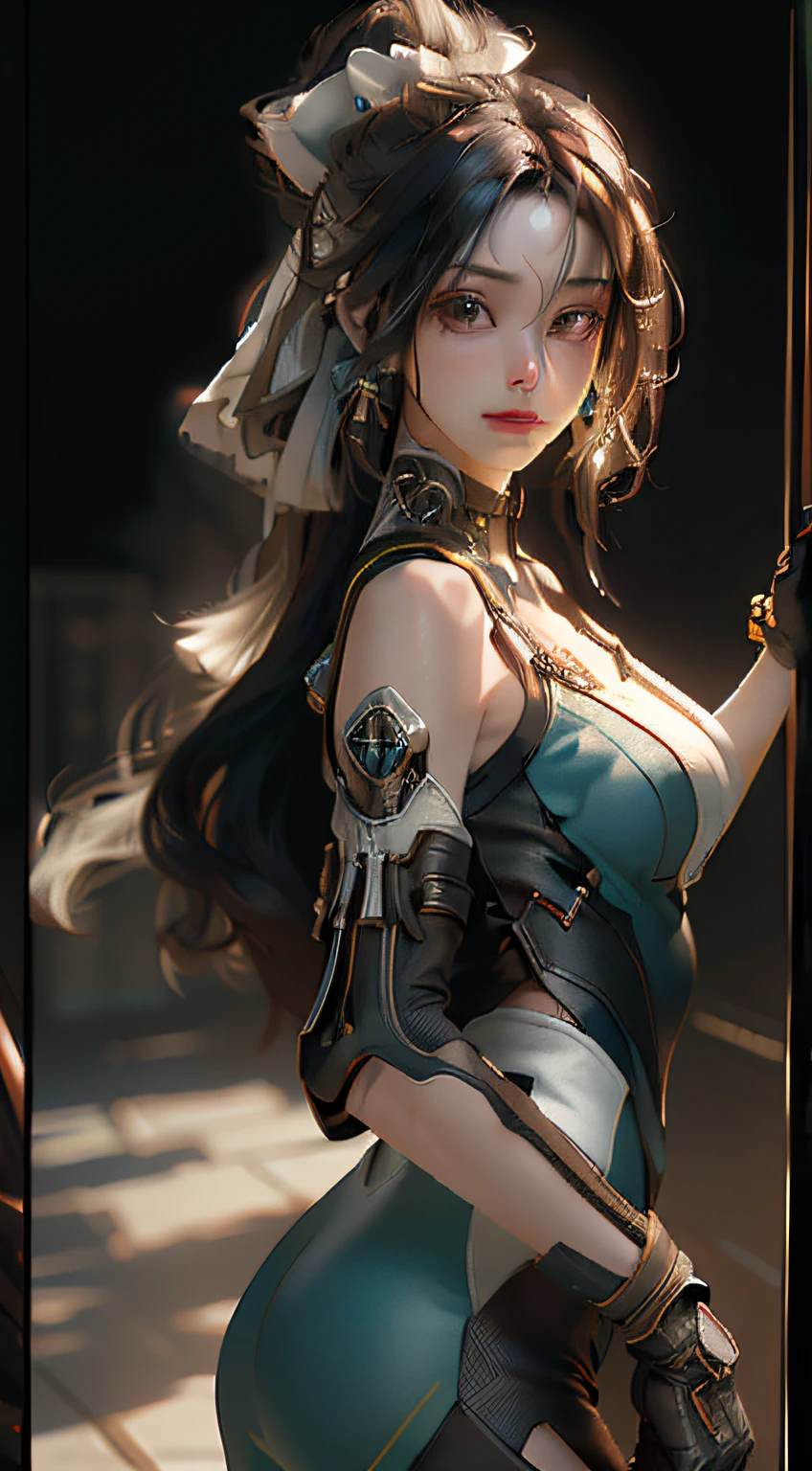 ((Best quality)), ((masterpiece)), (detailed:1.4), 3D, an image of a beautiful cyberpunk female,HDR (High Dynamic Range),Ray Tracing,NVIDIA RTX,Super-Resolution,Unreal 5,Subsurface scattering,PBR Texturing,Post-processing,Anisotropic Filtering,Depth-of-field,Maximum clarity and sharpness,Multi-layered textures,Albedo and Specular maps,Surface shading,Accurate simulation of light-material interaction,Perfect proportions,Octane Render,Two-tone lighting,Wide aperture,Low ISO,White balance,Rule of thirds,8K RAW,