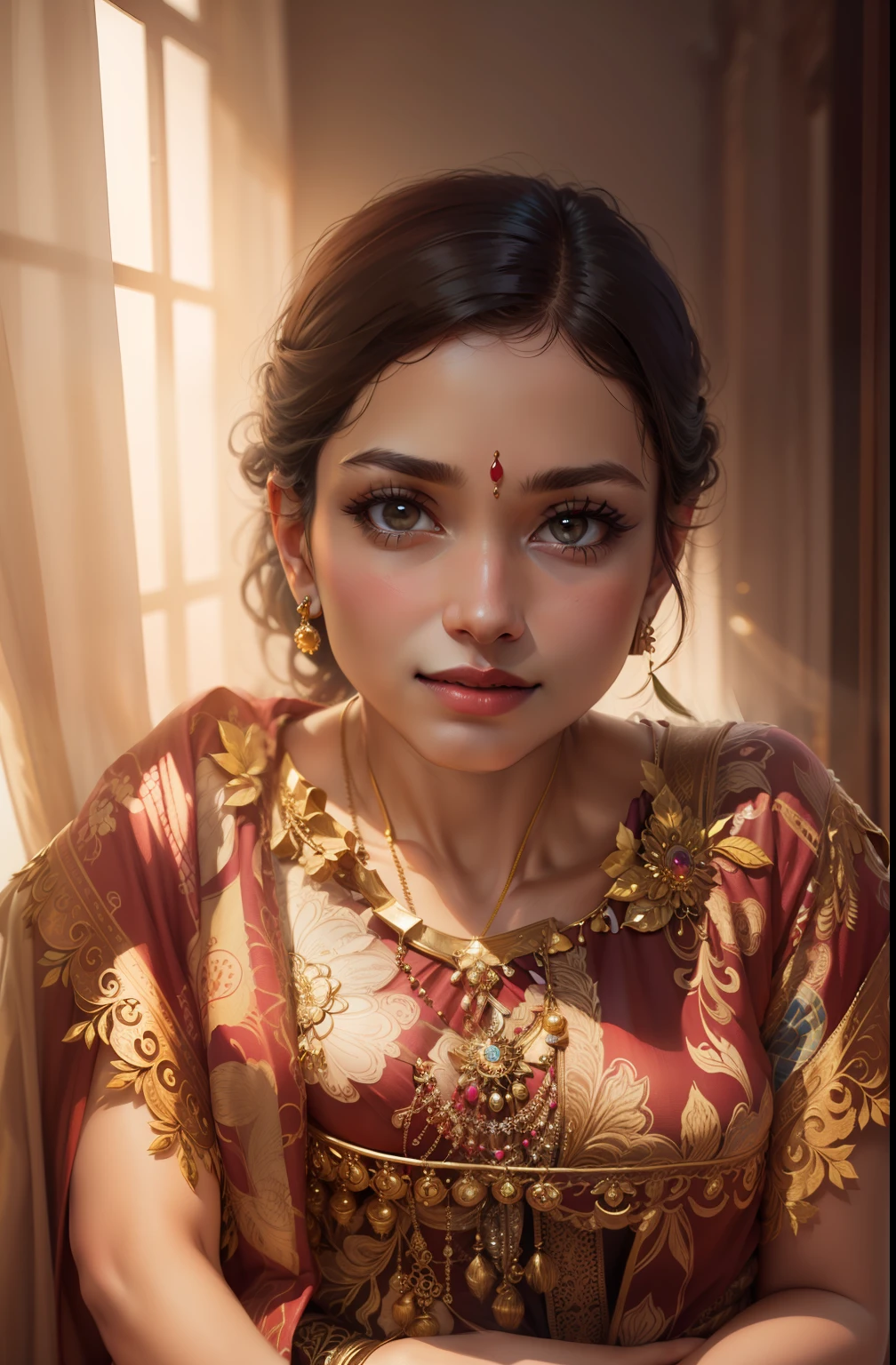 Beautiful young girl, wearing saree with jewelleries, fairy, ultra realistic portrait, realistic face, perfect face, change background, Change body,