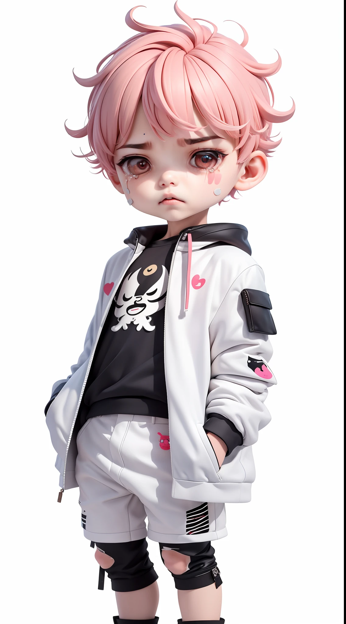 (masterpiece),(best quality),(ultra-detailed), (full body),
best quality, 1boy, solo,boylove actor , simple white background, short hair, pink lips,sh QUIFF hair, short black hair ,look like Junho, good-looking cool and Handsome kpop boy ,boy is sad,He was crying because of the threat that he was wearing torn clothes. and someone scattered the money,chibi,cute, sad, , blush stickers, long sleeves, bangs, beggar,perfect finger, (Handsome detailed face), (Handsome detailed eyes),