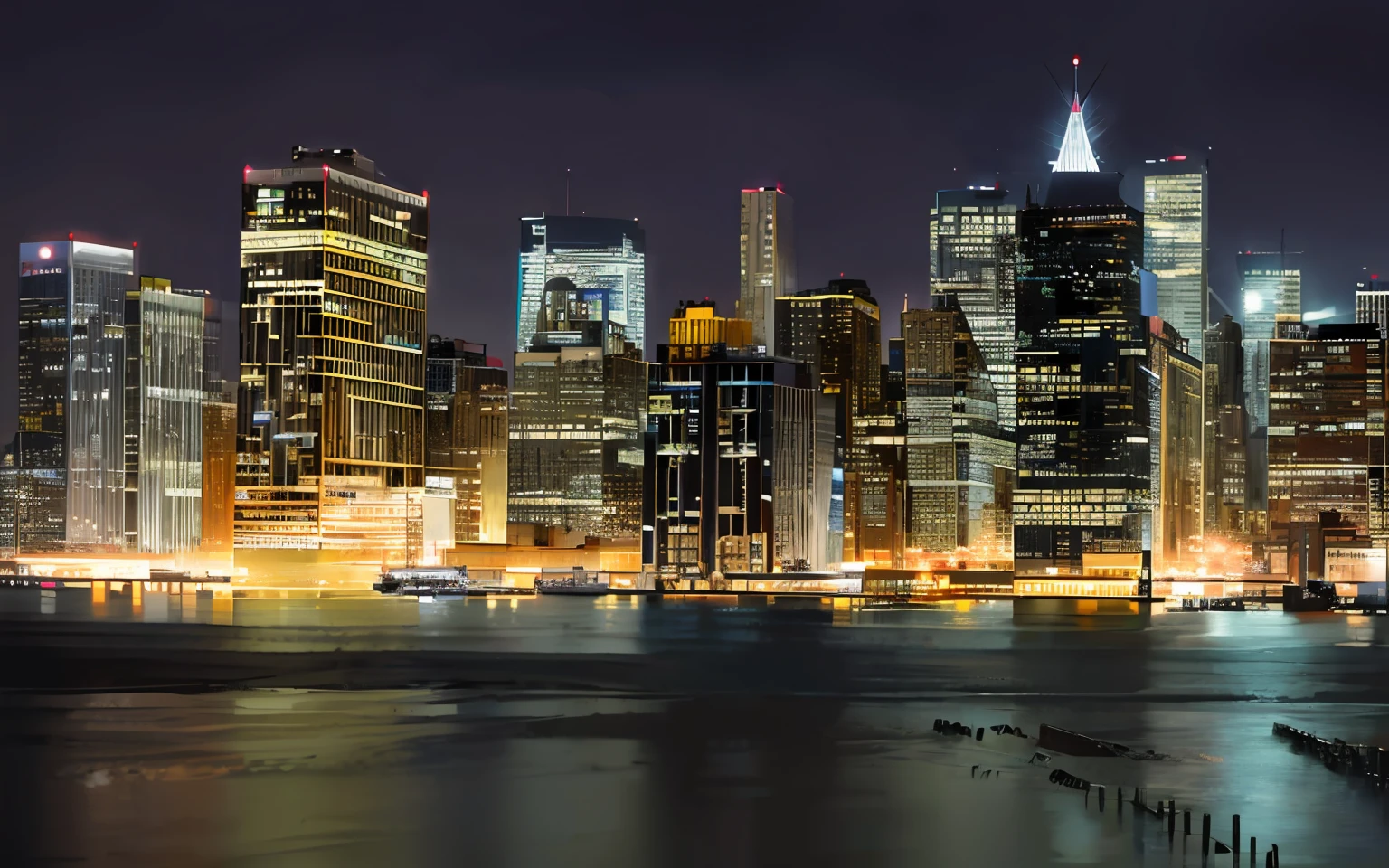 Night photos of a city,There is a river in front, New York City at night, the city that never sleeps, new york city skyline, manhattan, new york skyline, new york city as backdrop, new york city, City at night, New York, new - york skyline in winter, City Night, Beautifully lit building, New York Harbor, Beautiful cityscape