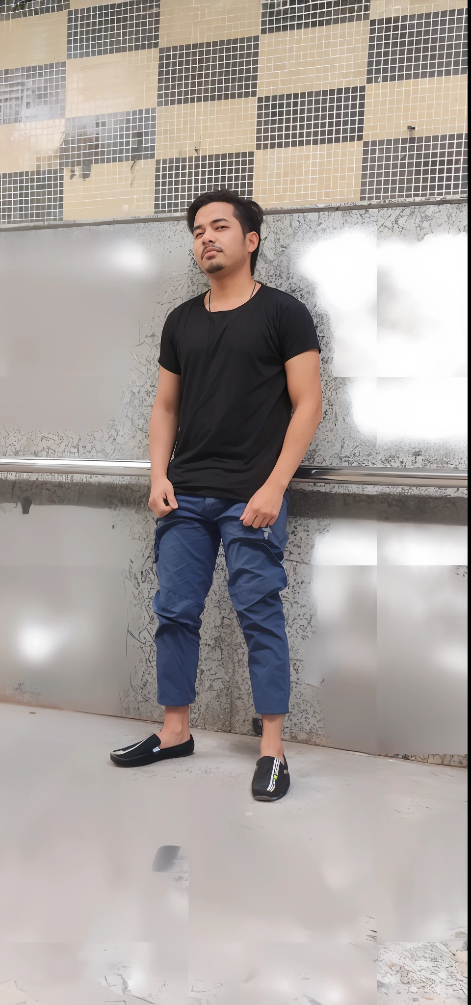 arafed man standing on a sidewalk with his hands in his pockets, full body picture, full body photogenic shot, full body photograph, with a cool pose, casual pose, full body portrait shot, wearing black tshirt, long full body shot, full body!!, fullbody shot, wearing pants and a t-shirt, portrait full body, distant full body shot